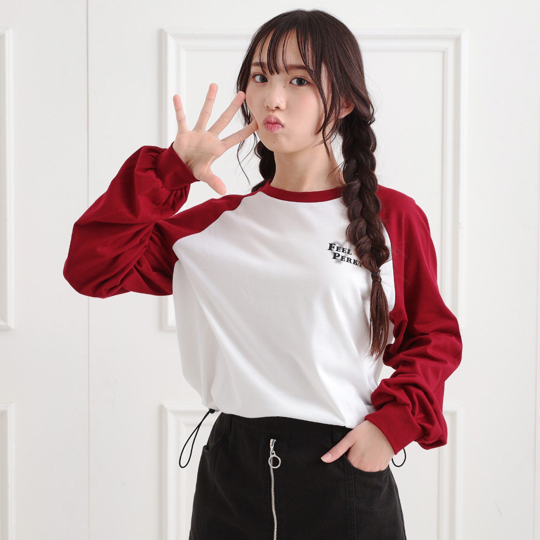 PINK-latte「スプレープリントラグランロンT」|Tシャツ・カットソー|