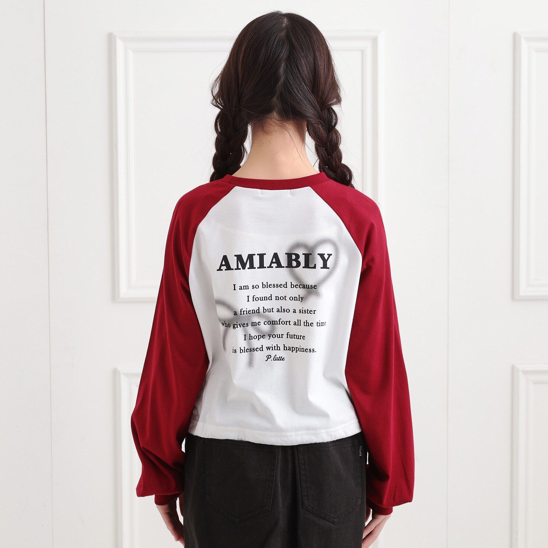 PINK-latte「スプレープリントラグランロンT」|Tシャツ・カットソー|