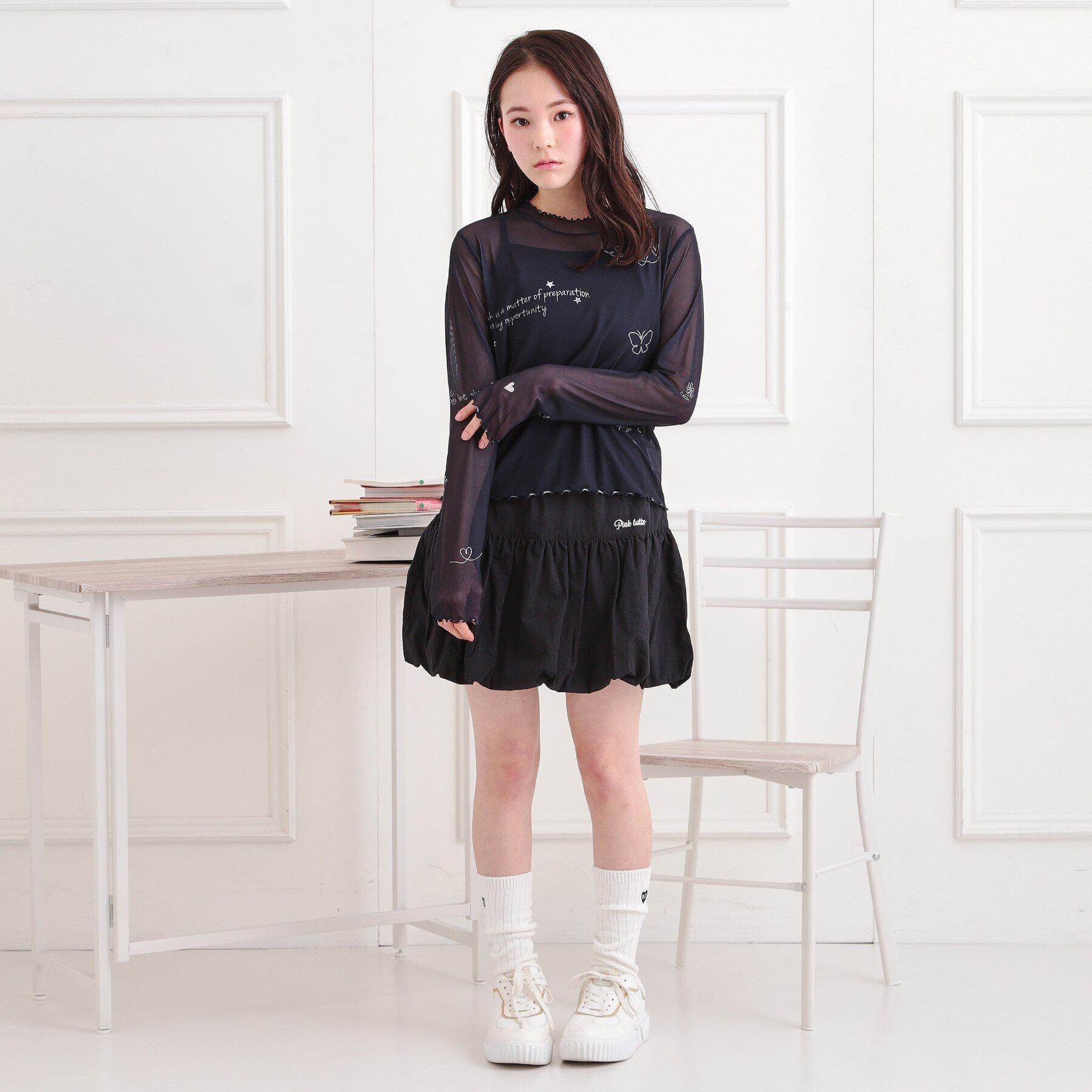 PINK-latte「【セットアイテム】プリントシアープルオーバー＋キャミ」|Tシャツ・カットソー|