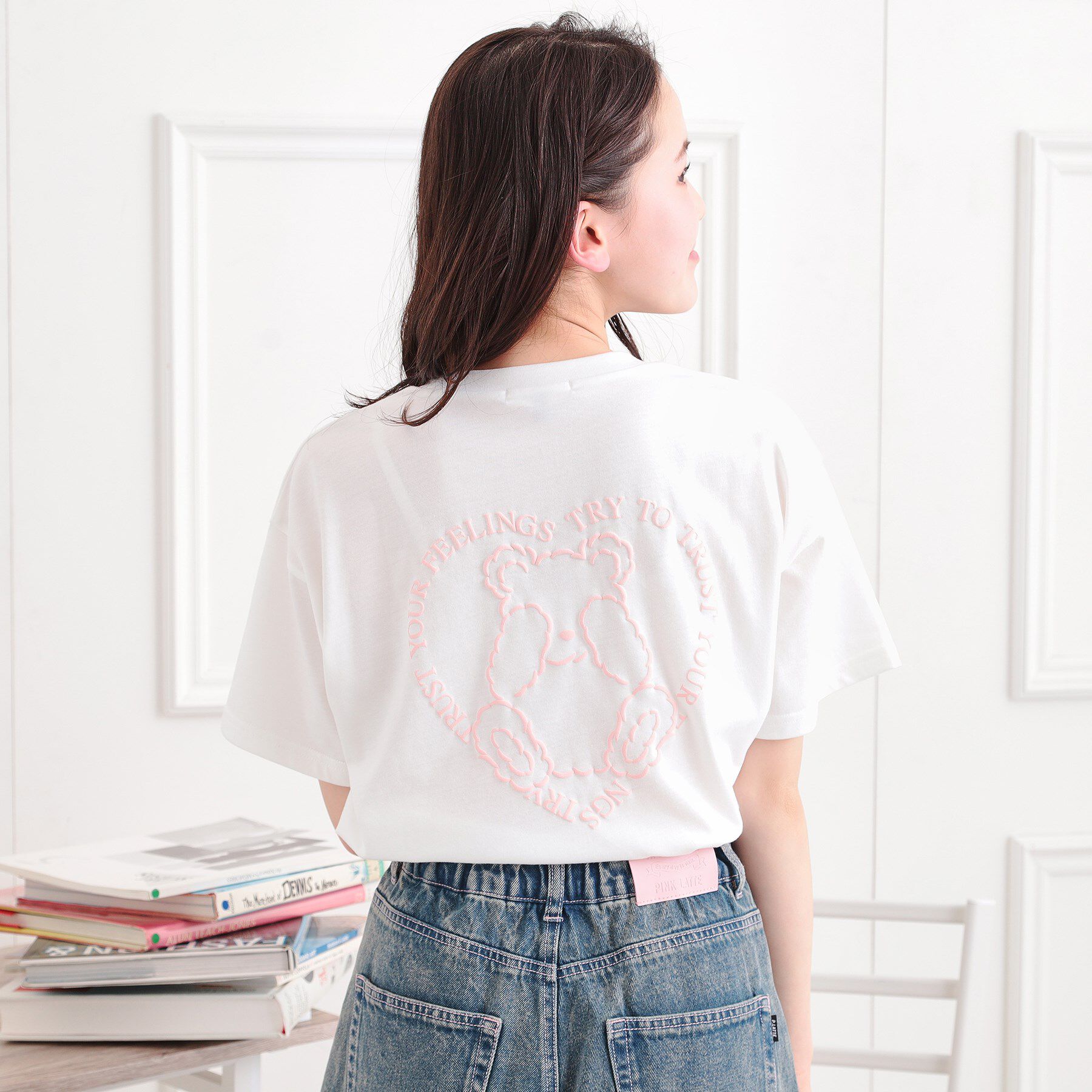 PINK-latte「クマちゃん半袖Tシャツ」|Tシャツ・カットソー|オフホワイト(003
