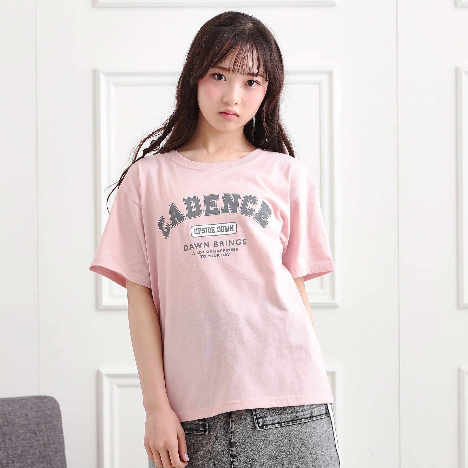 PINK-latte「カレッジプリントTシャツ」|Tシャツ・カットソー|ピンク(071)