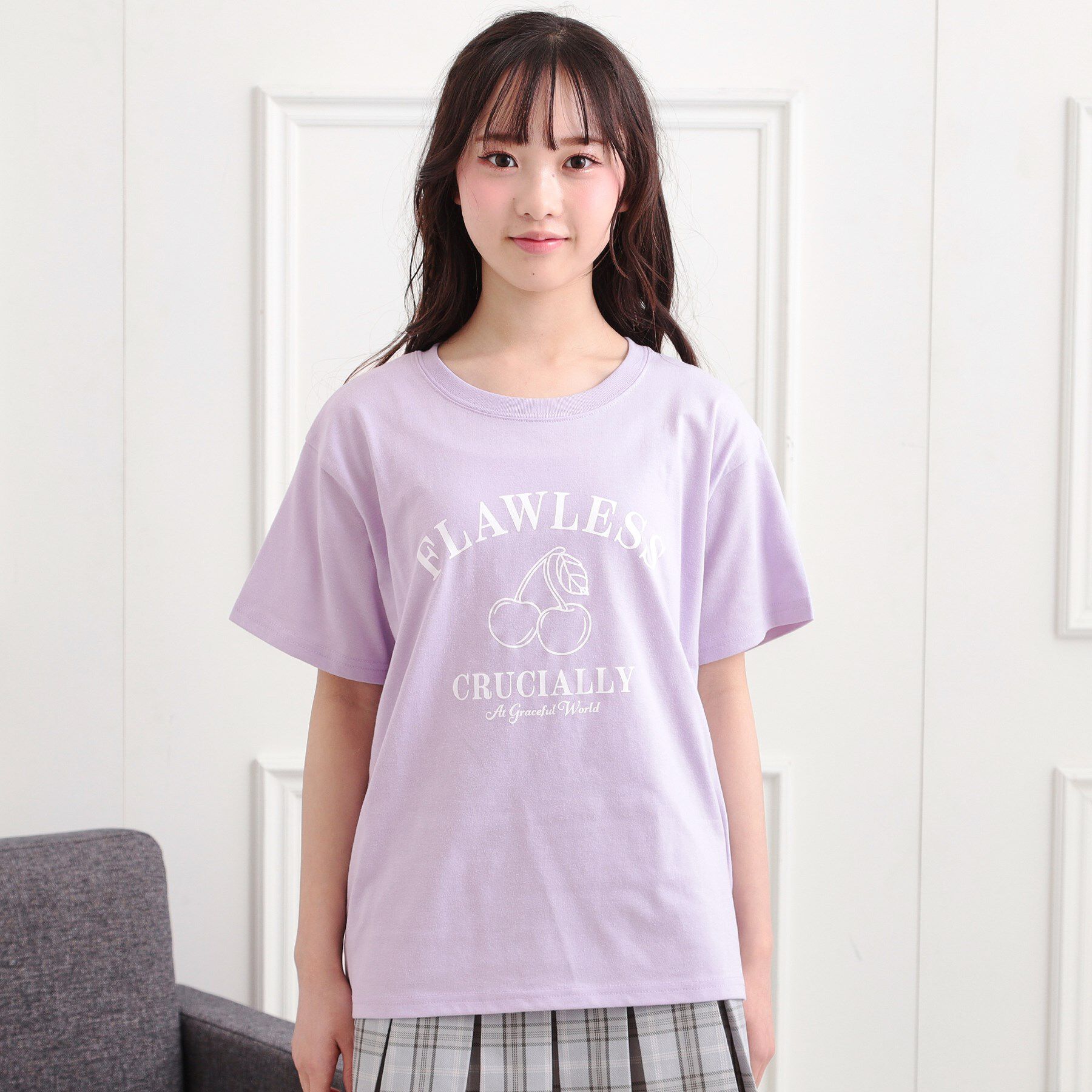 PINK-latte「チェリーモチーフTシャツ」|Tシャツ・カットソー|