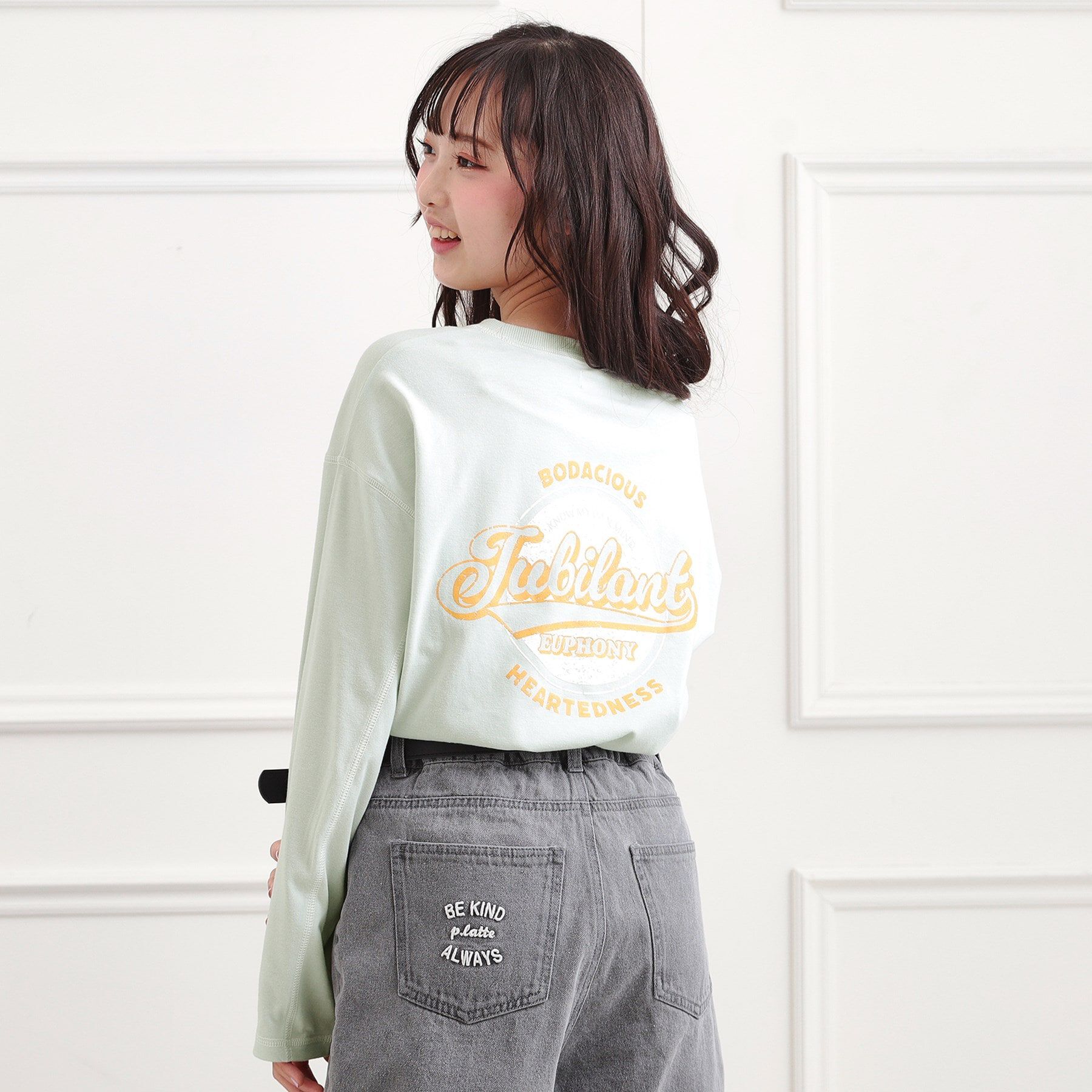 PINK-latte「配色ステッチロンT」|Tシャツ・カットソー|