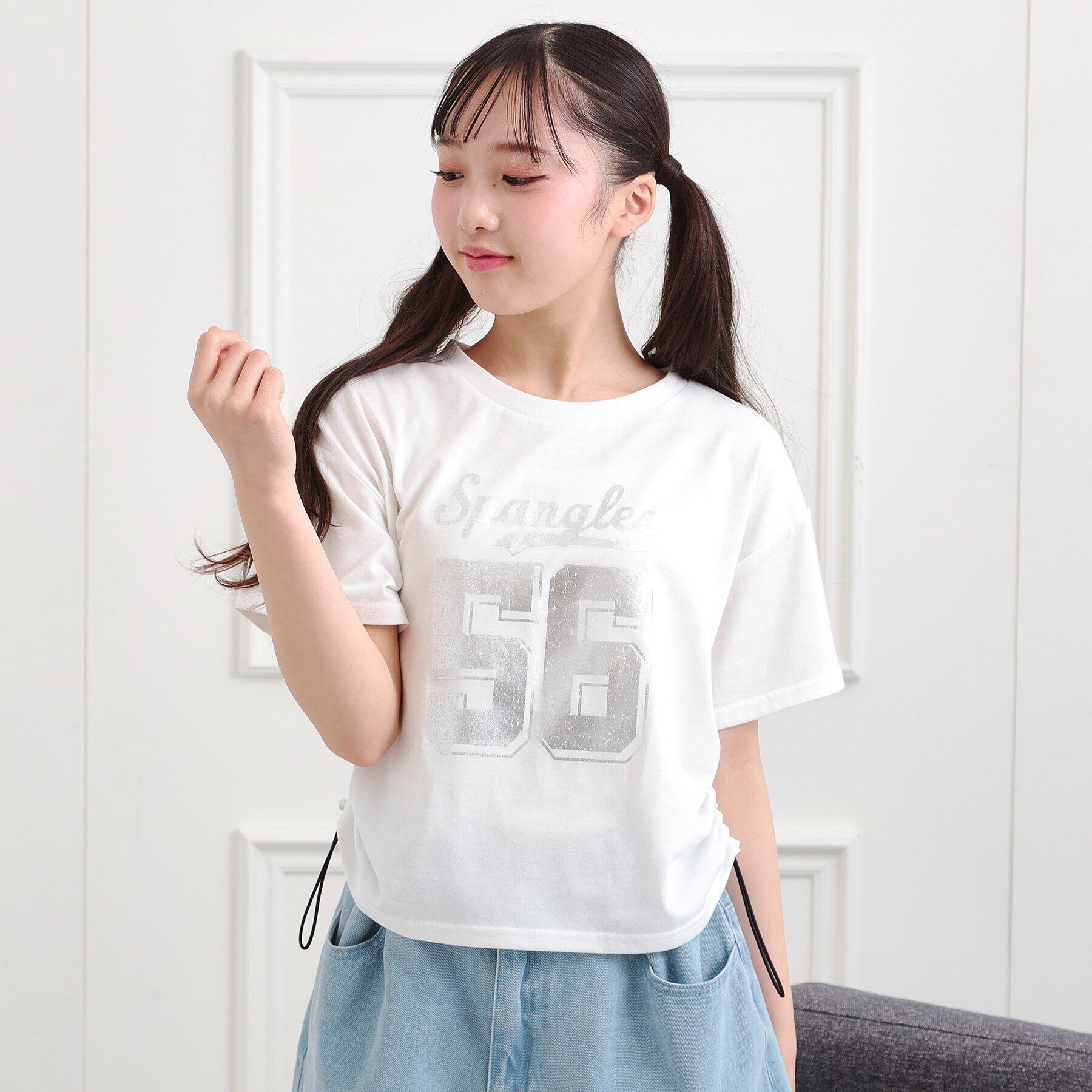 PINK-latte「サイドアジャスターナンバリングTシャツ」|Tシャツ・カットソー|