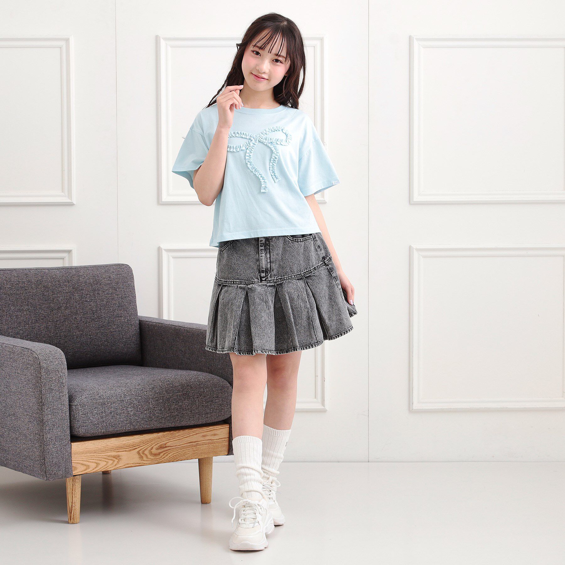 PINK-latte「フリルリボンTシャツ」|Tシャツ・カットソー|