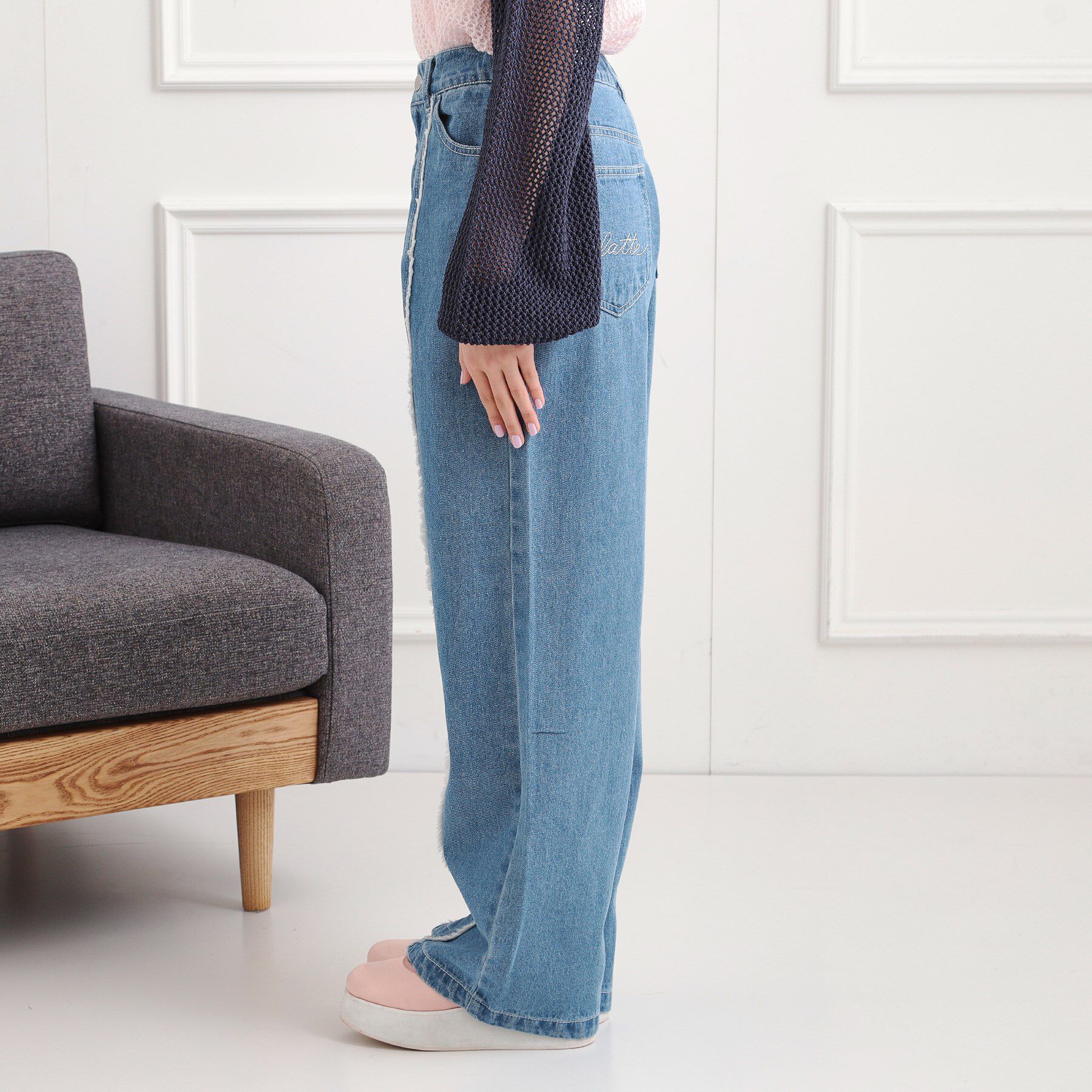 PINK-latte「センターフリンジデニムパンツ」|その他|