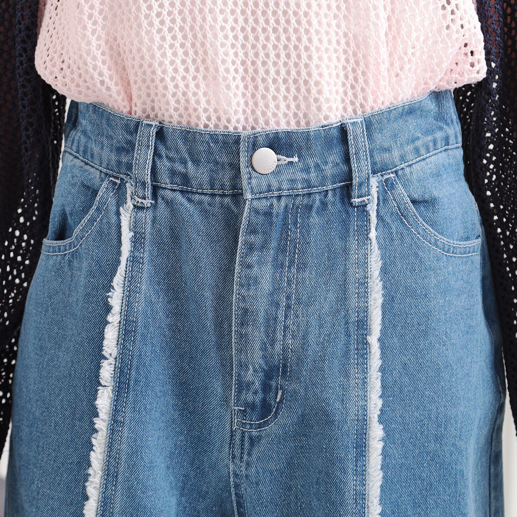 PINK-latte「センターフリンジデニムパンツ」|その他|