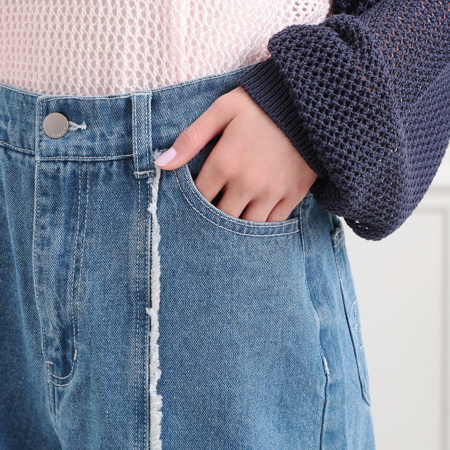 PINK-latte「センターフリンジデニムパンツ」|その他|