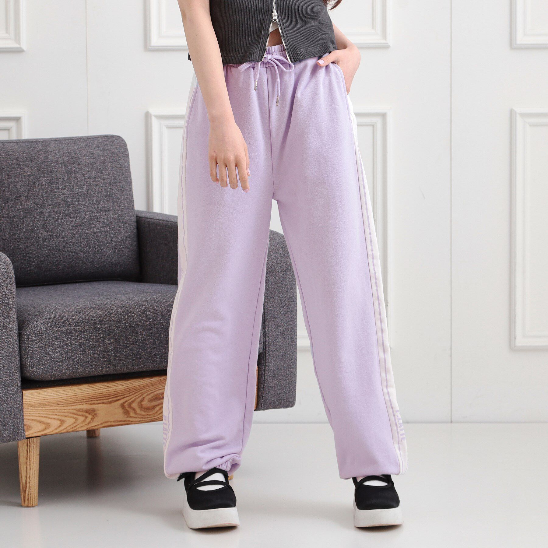 PINK-latte「ミニ裏毛サイド切替パンツ」|その他|パープル(081)