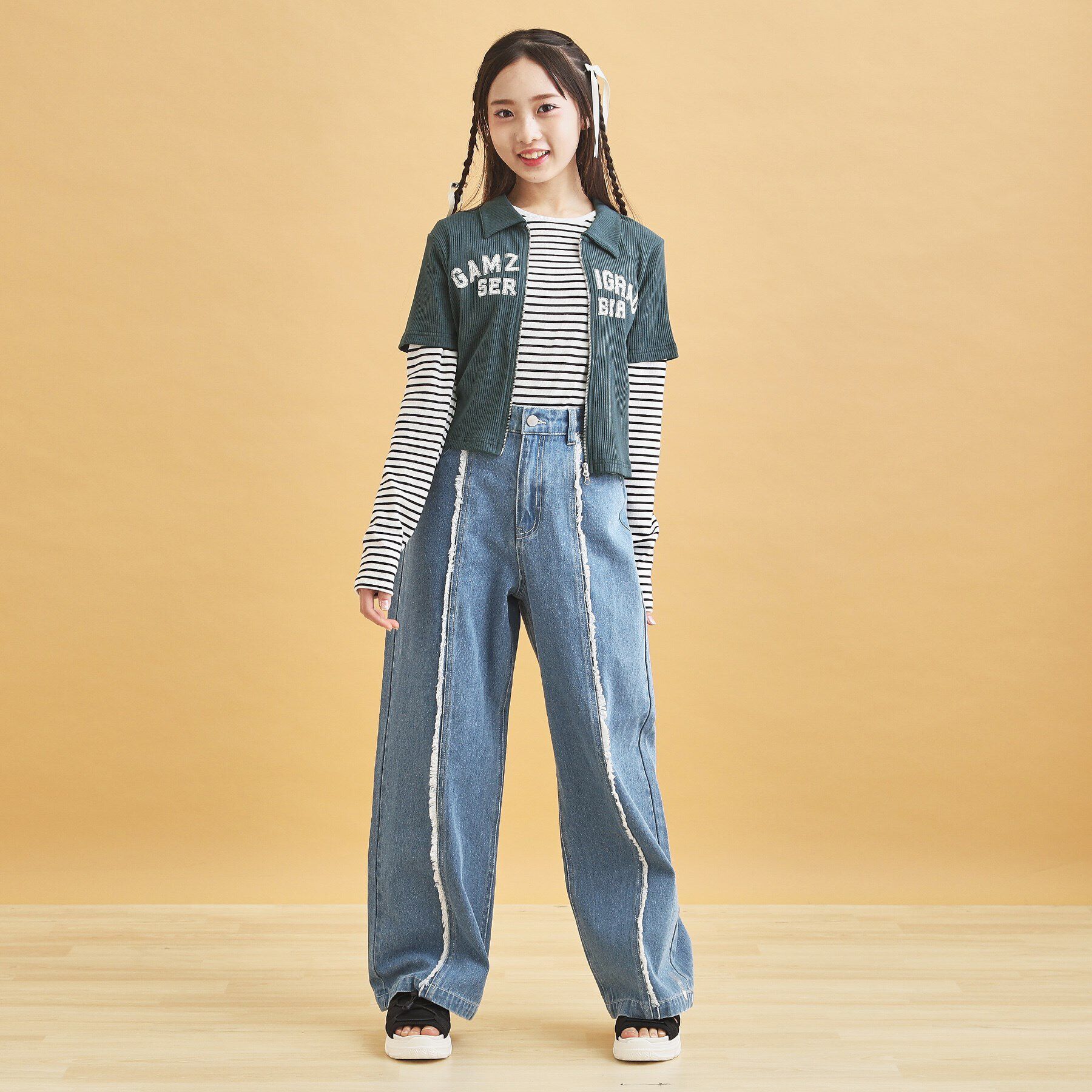 PINK-latte「襟付きテレコダブルジッププルオーバー」|Tシャツ・カットソー|