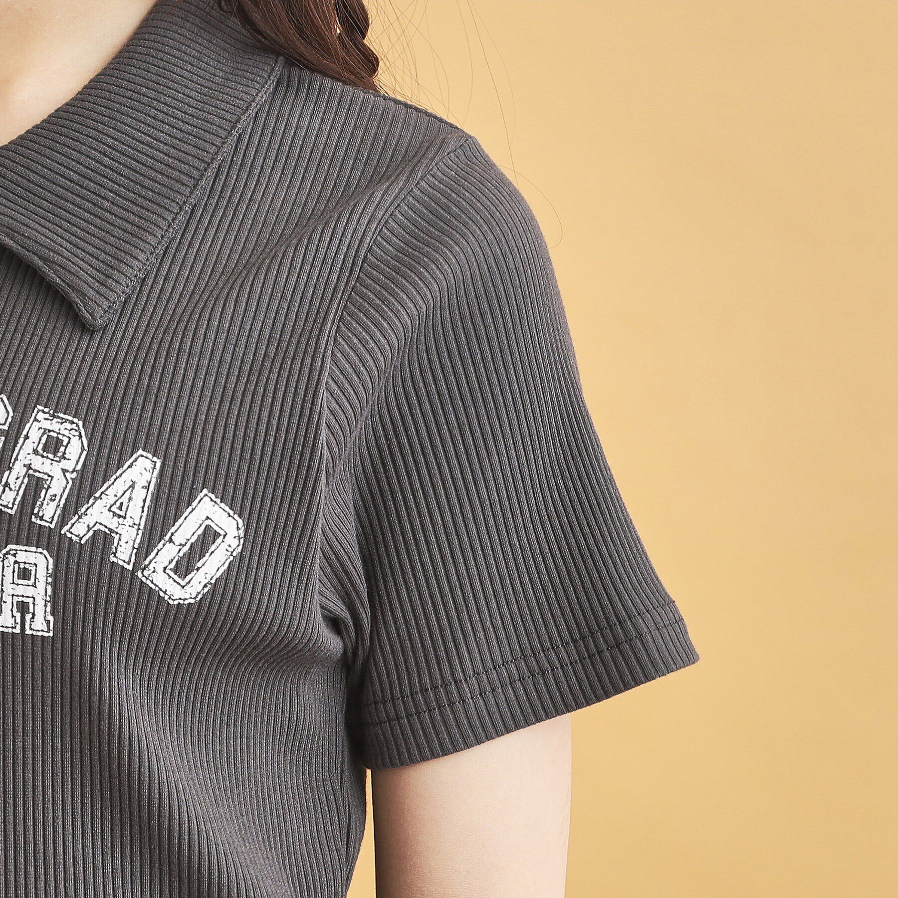 PINK-latte「襟付きテレコダブルジッププルオーバー」|Tシャツ・カットソー|