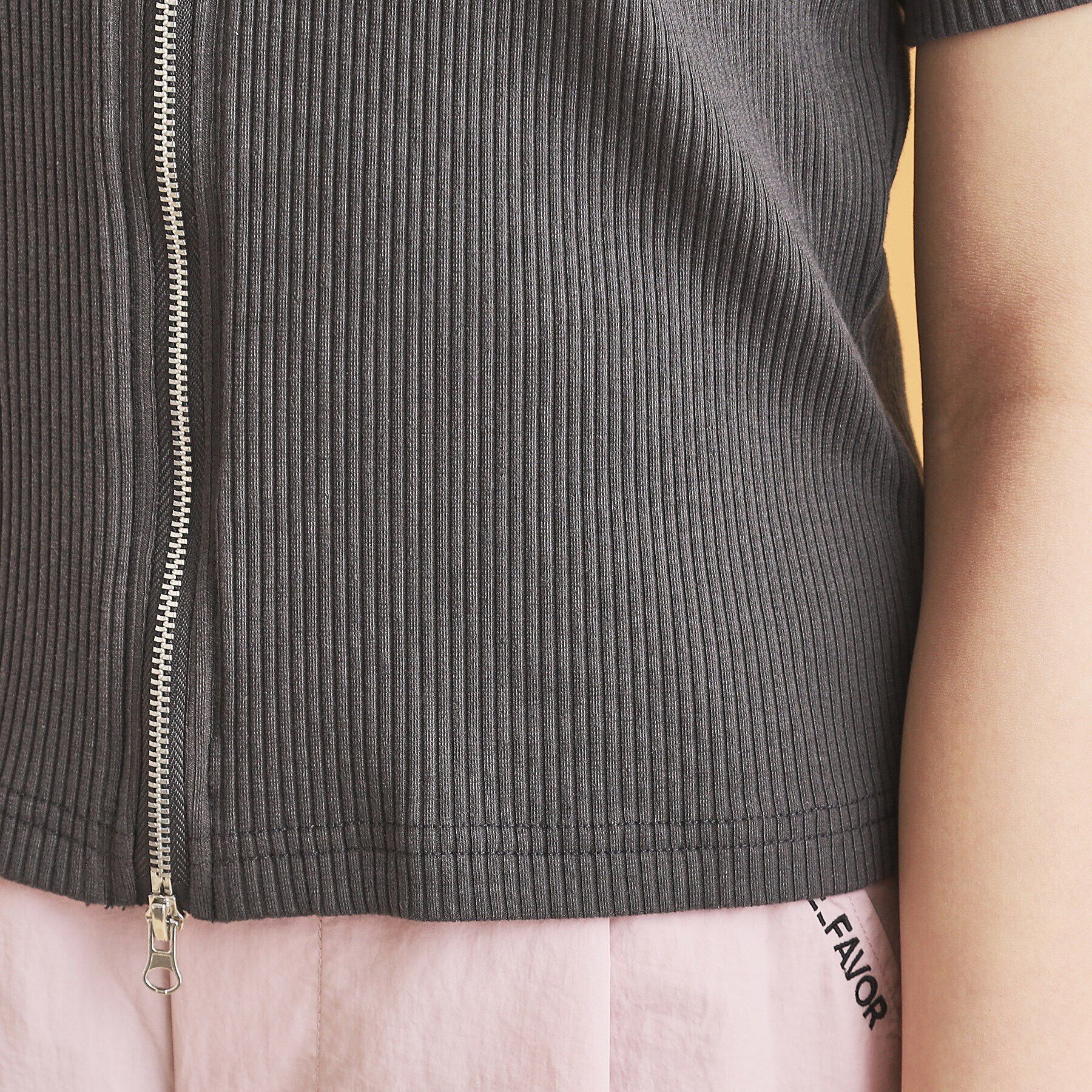 PINK-latte「襟付きテレコダブルジッププルオーバー」|Tシャツ・カットソー|