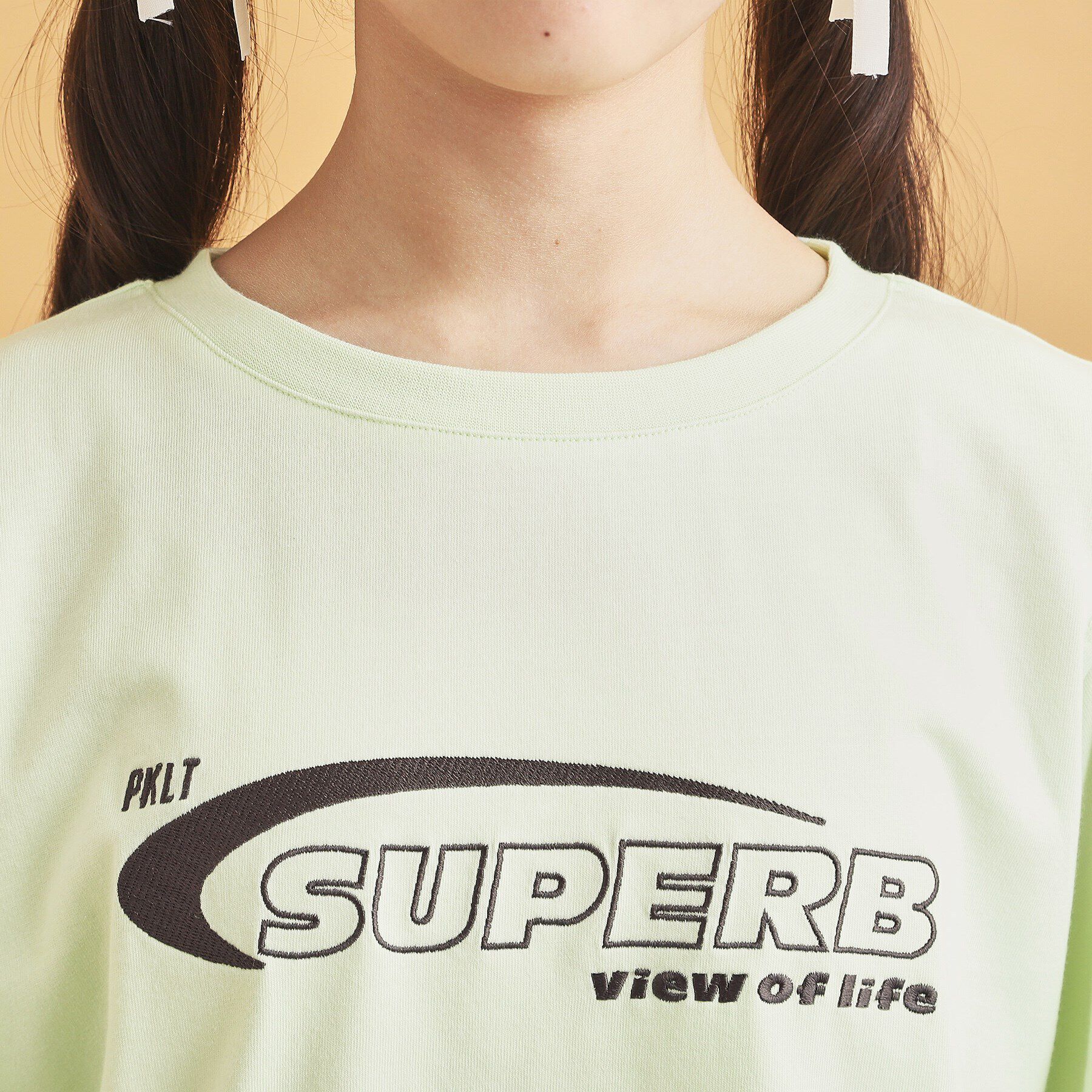 PINK-latte「チュール切替肩あきTシャツ」|Tシャツ・カットソー|