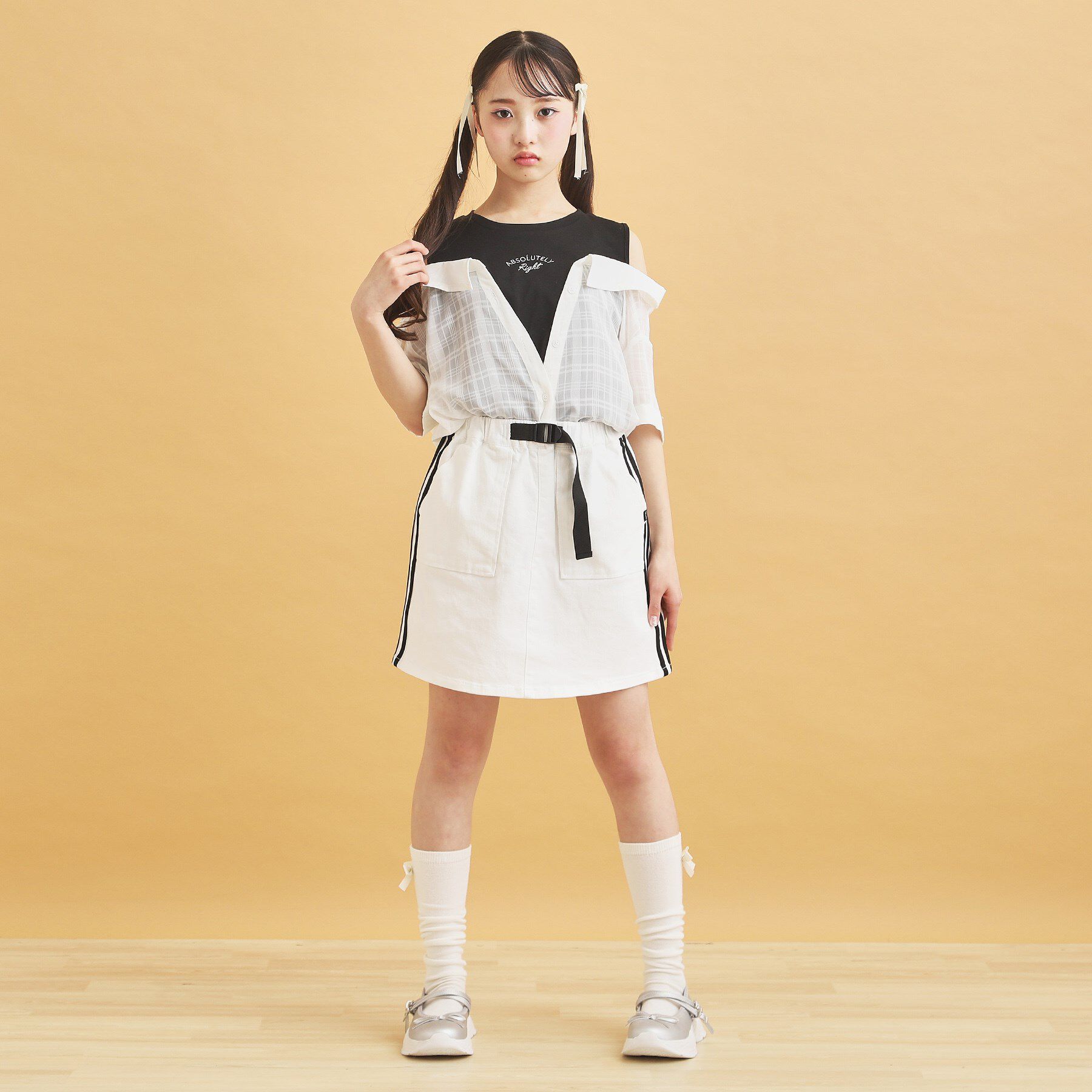 PINK-latte「サイドラインストレッチスカート」|スカート|