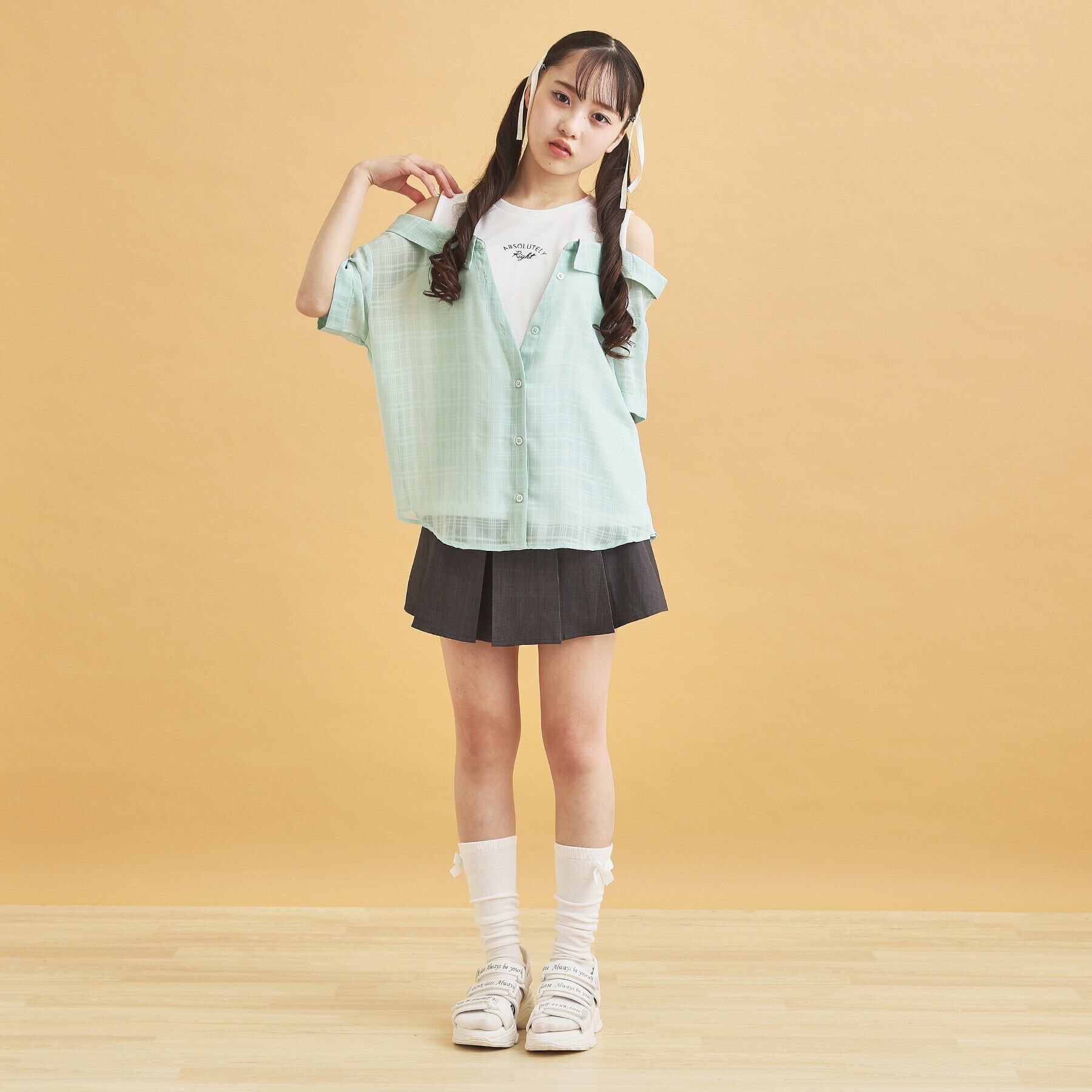 PINK-latte「シアーシャツドッキングトップス」|シャツ・ブラウス|