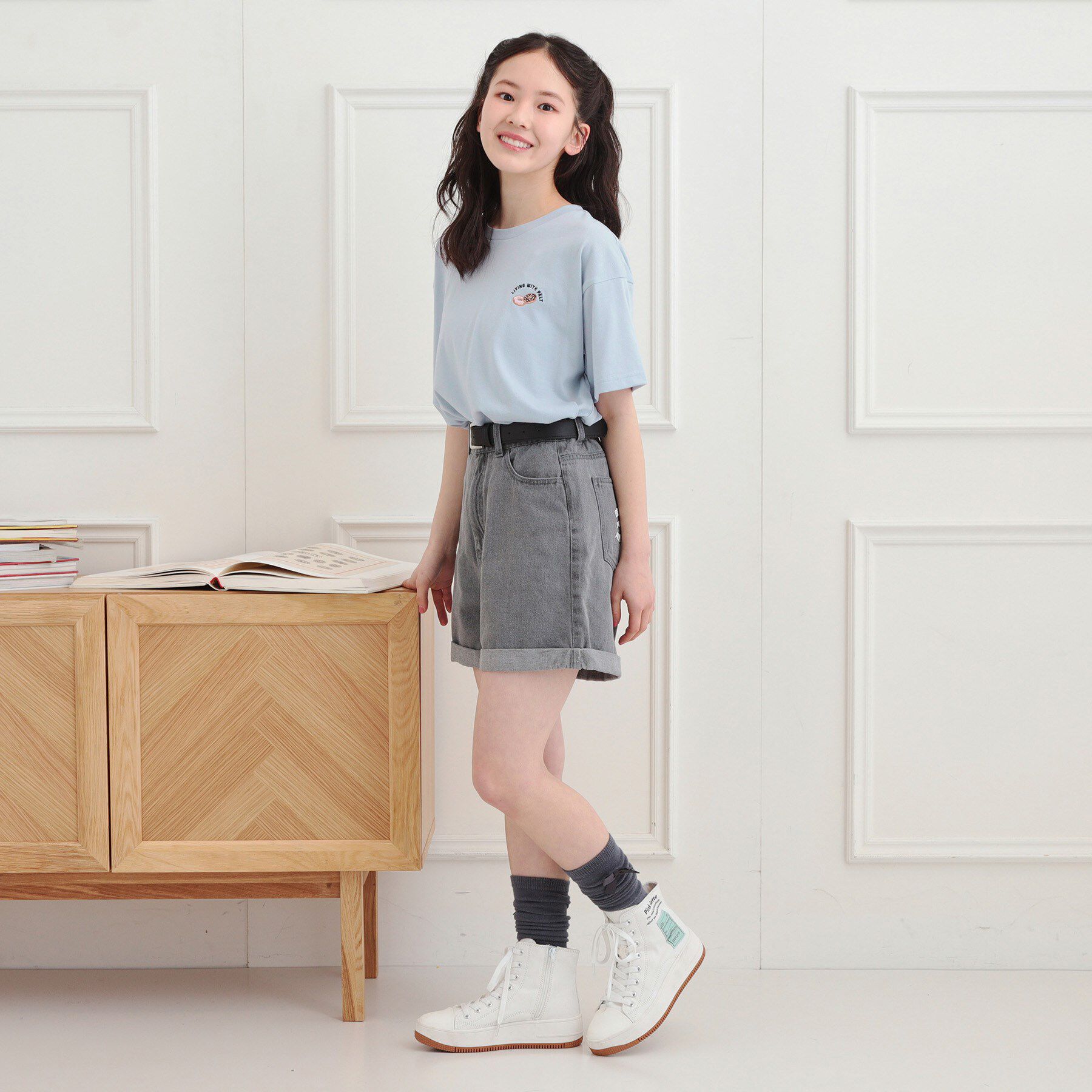 PINK-latte「ワンポイント刺繍Tシャツ」|Tシャツ・カットソー|