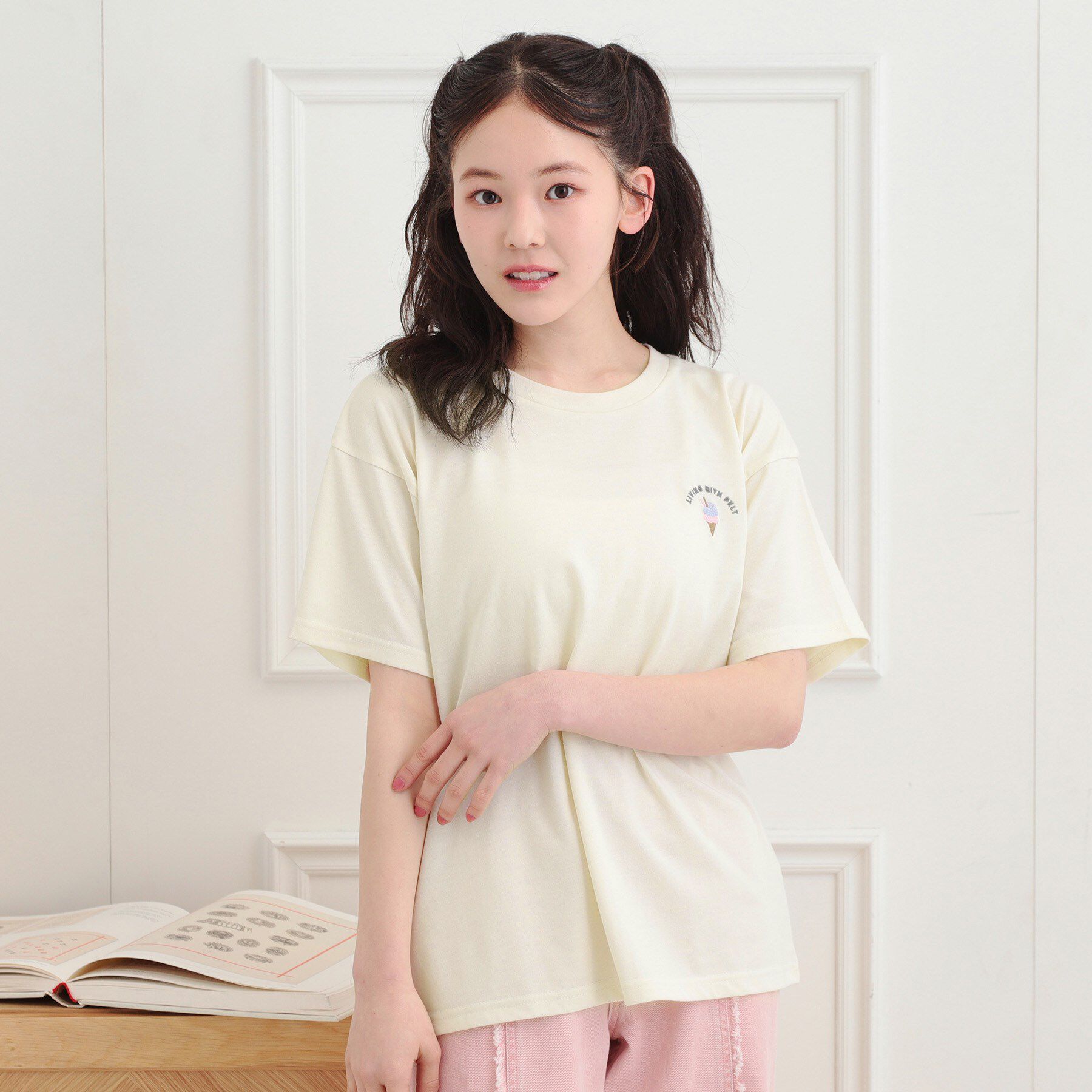 PINK-latte「ワンポイント刺繍Tシャツ」|Tシャツ・カットソー|