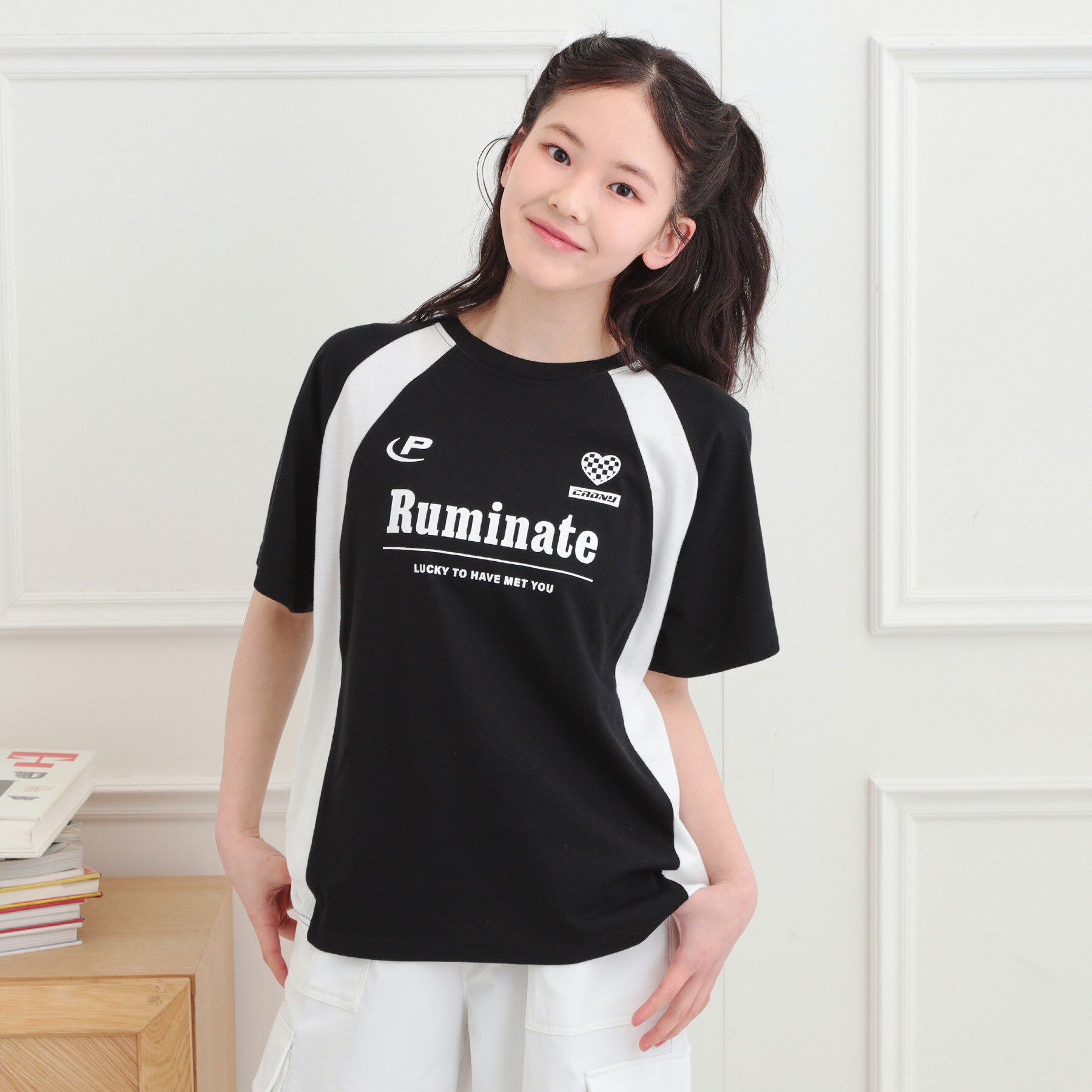 PINK-latte「ビッグゲームTシャツ」|Tシャツ・カットソー|ブラック(019)