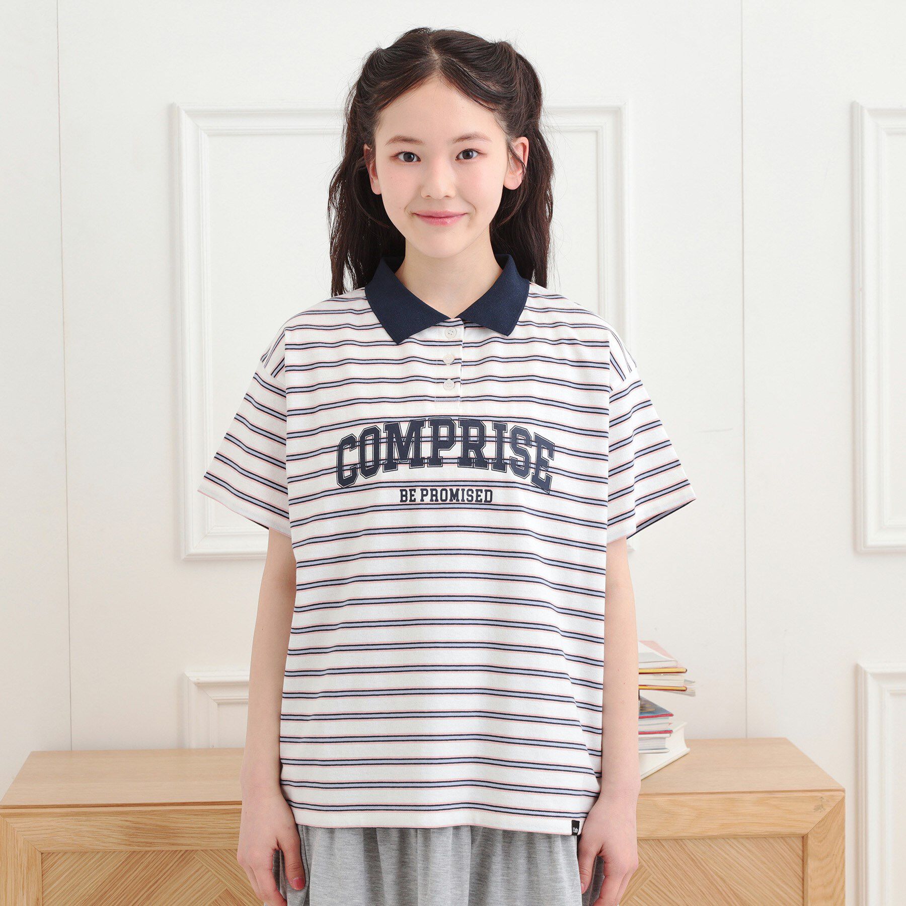 PINK-latte「ラガーシャツTシャツ」|Tシャツ・カットソー|