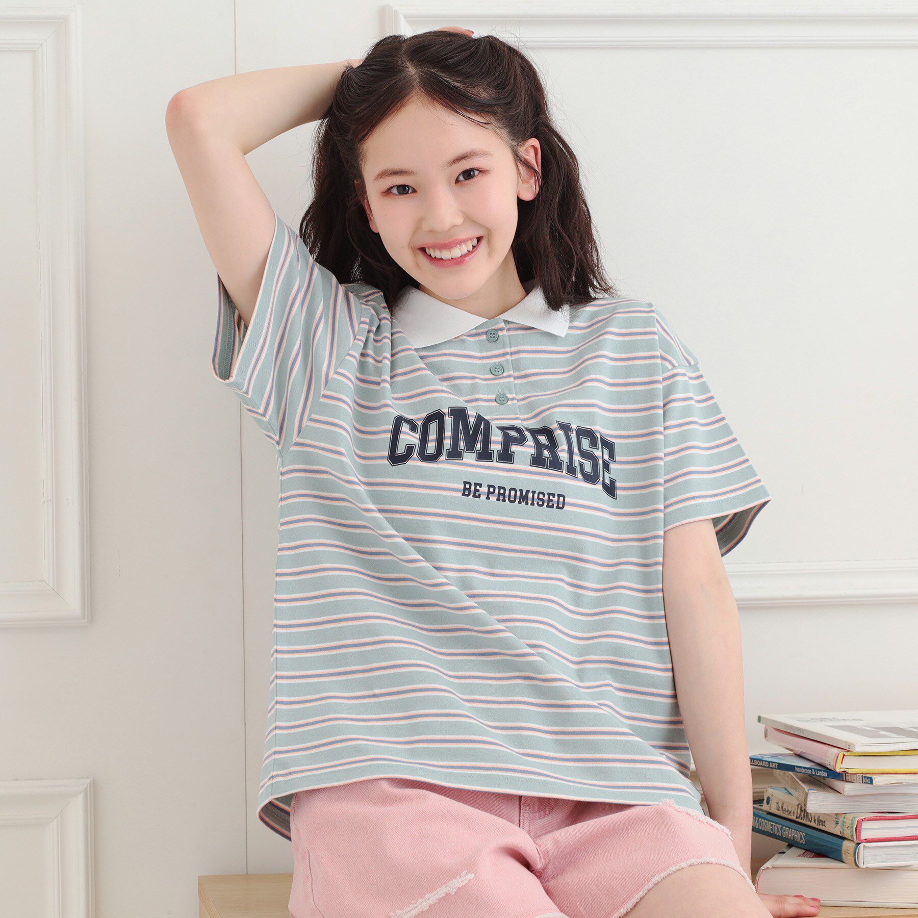 PINK-latte「ラガーシャツTシャツ」|Tシャツ・カットソー|