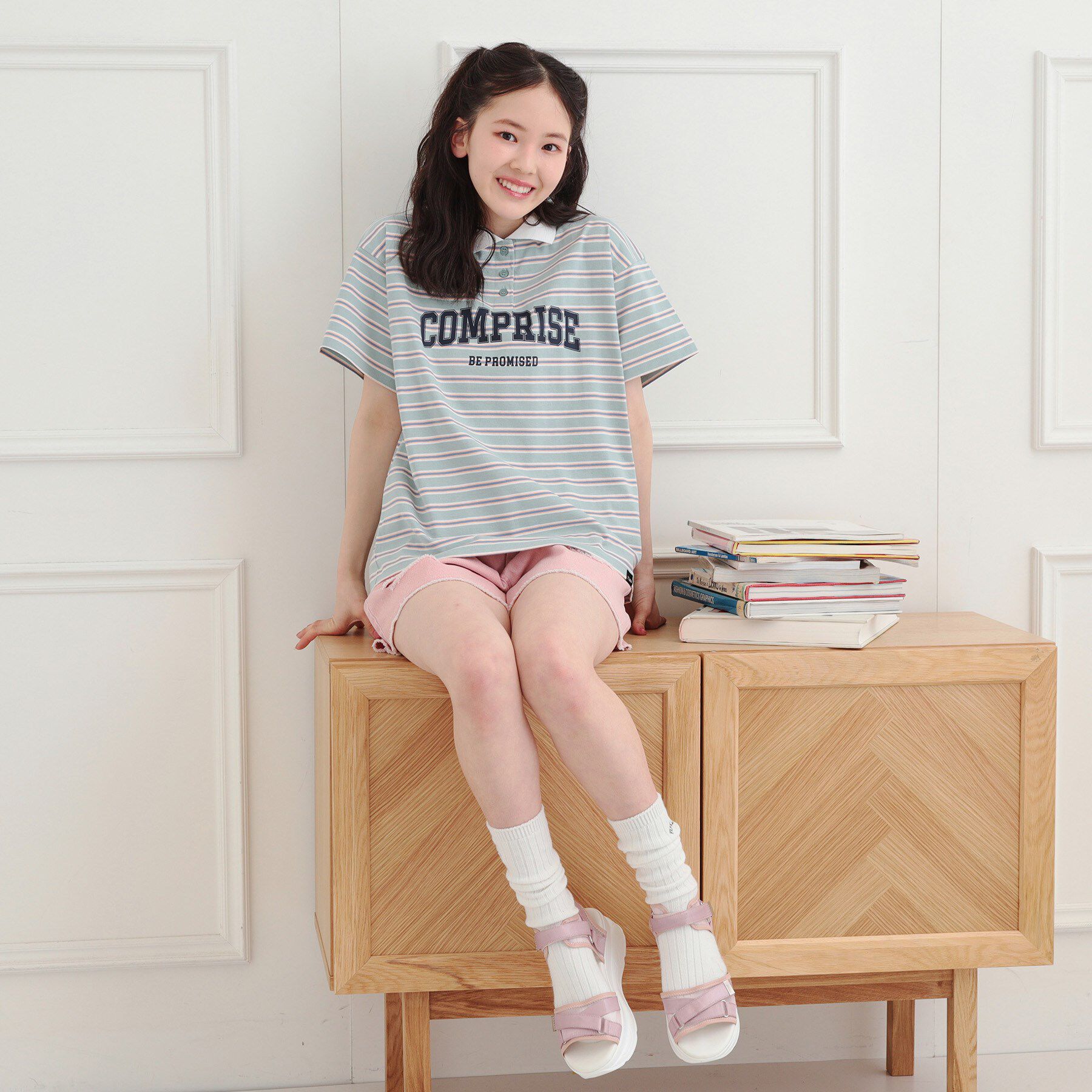 PINK-latte「ラガーシャツTシャツ」|Tシャツ・カットソー|