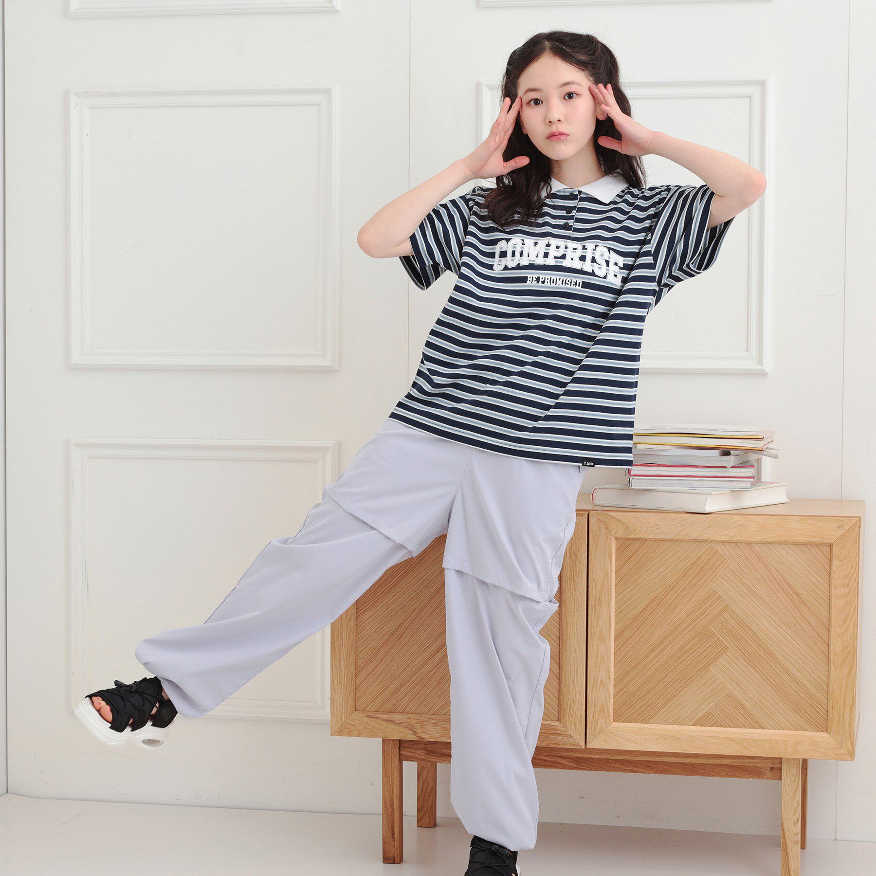 PINK-latte「ラガーシャツTシャツ」|Tシャツ・カットソー|