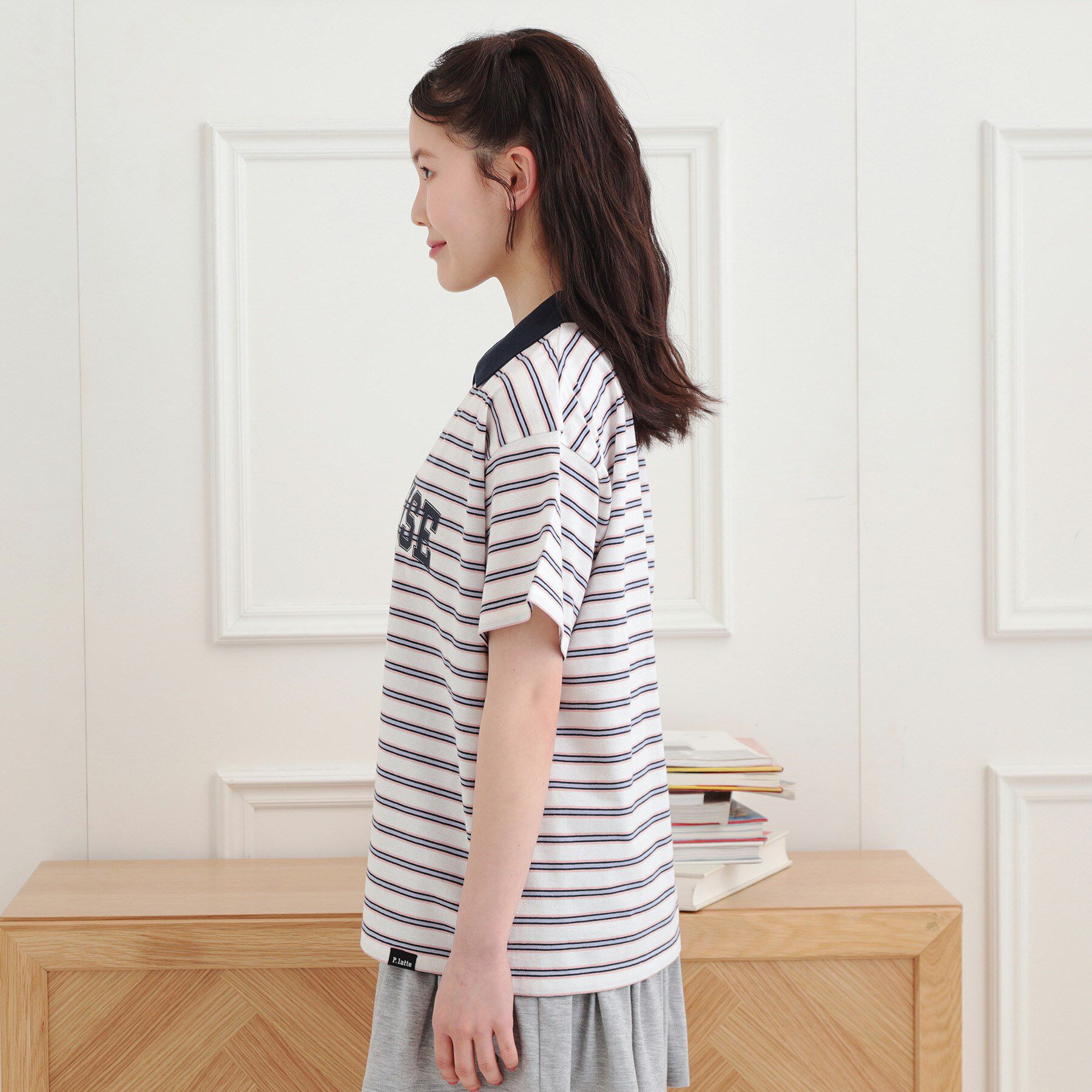 PINK-latte「ラガーシャツTシャツ」|Tシャツ・カットソー|