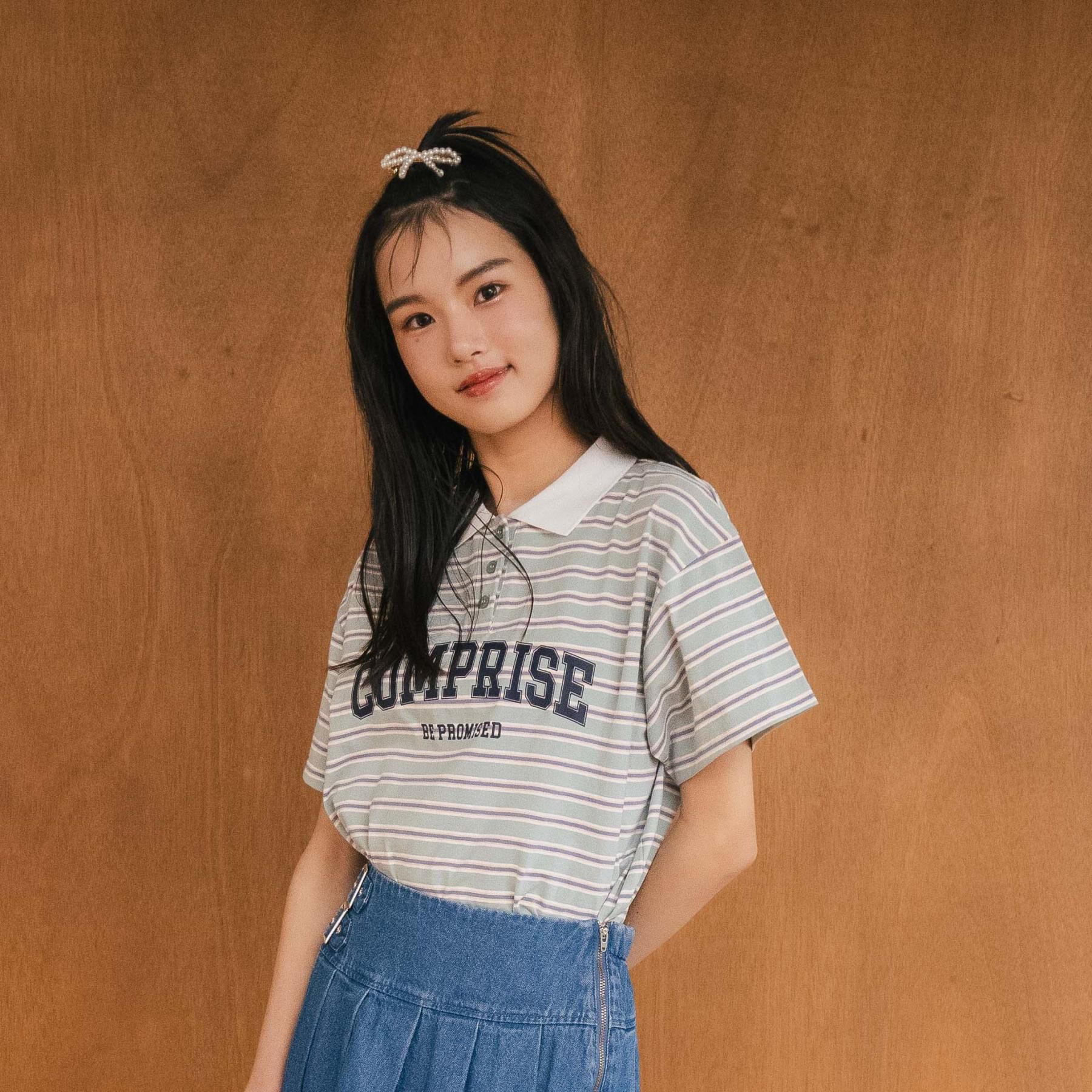 PINK-latte「ラガーシャツTシャツ」|Tシャツ・カットソー|