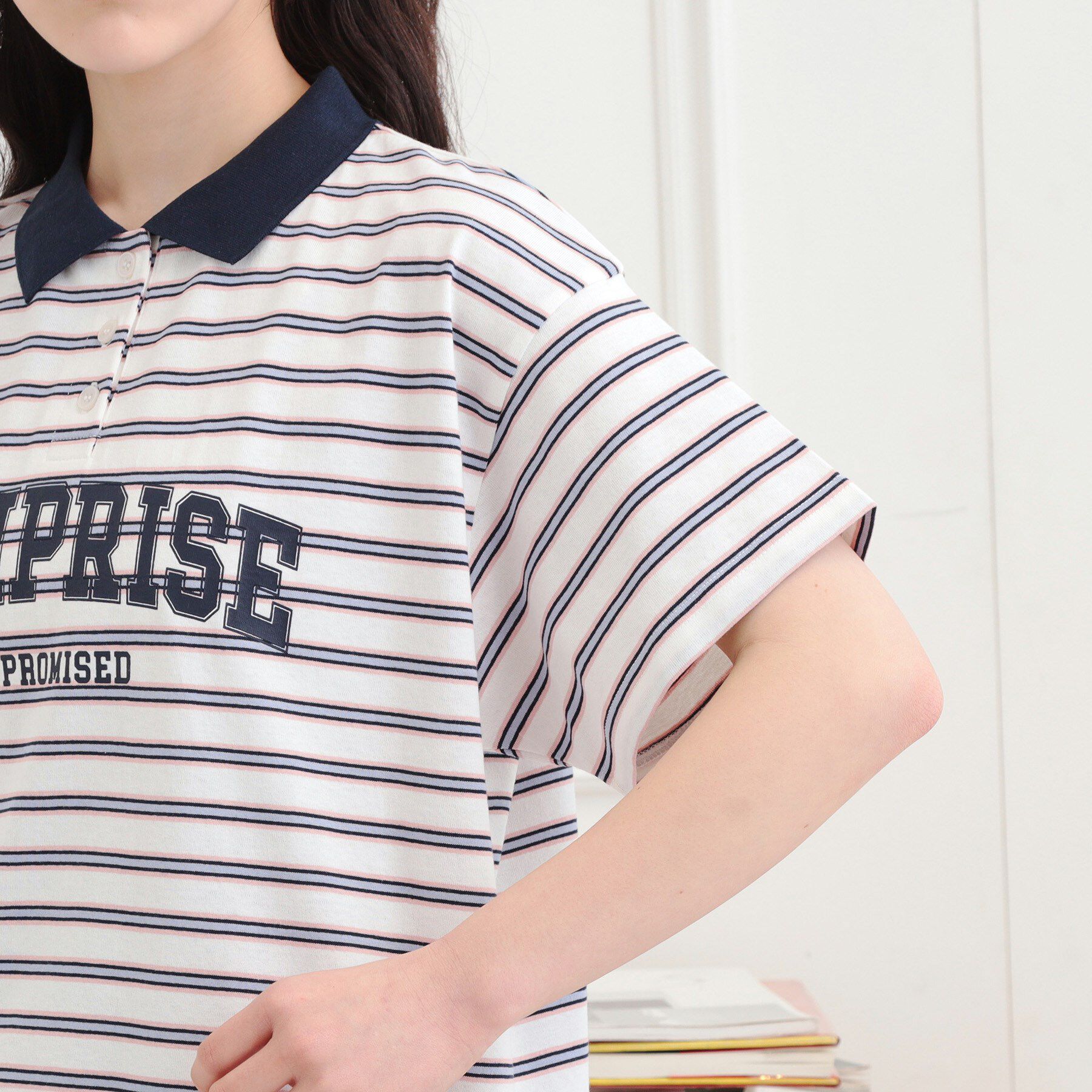 PINK-latte「ラガーシャツTシャツ」|Tシャツ・カットソー|