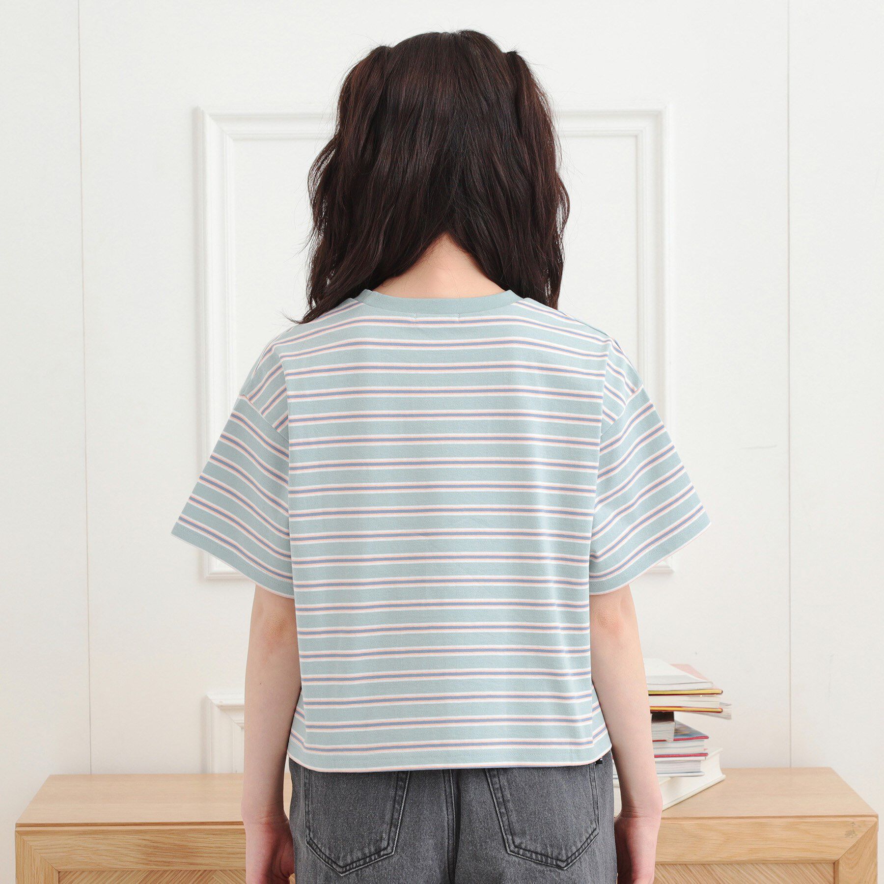 PINK-latte「クロップドボーダーTシャツ」|Tシャツ・カットソー|