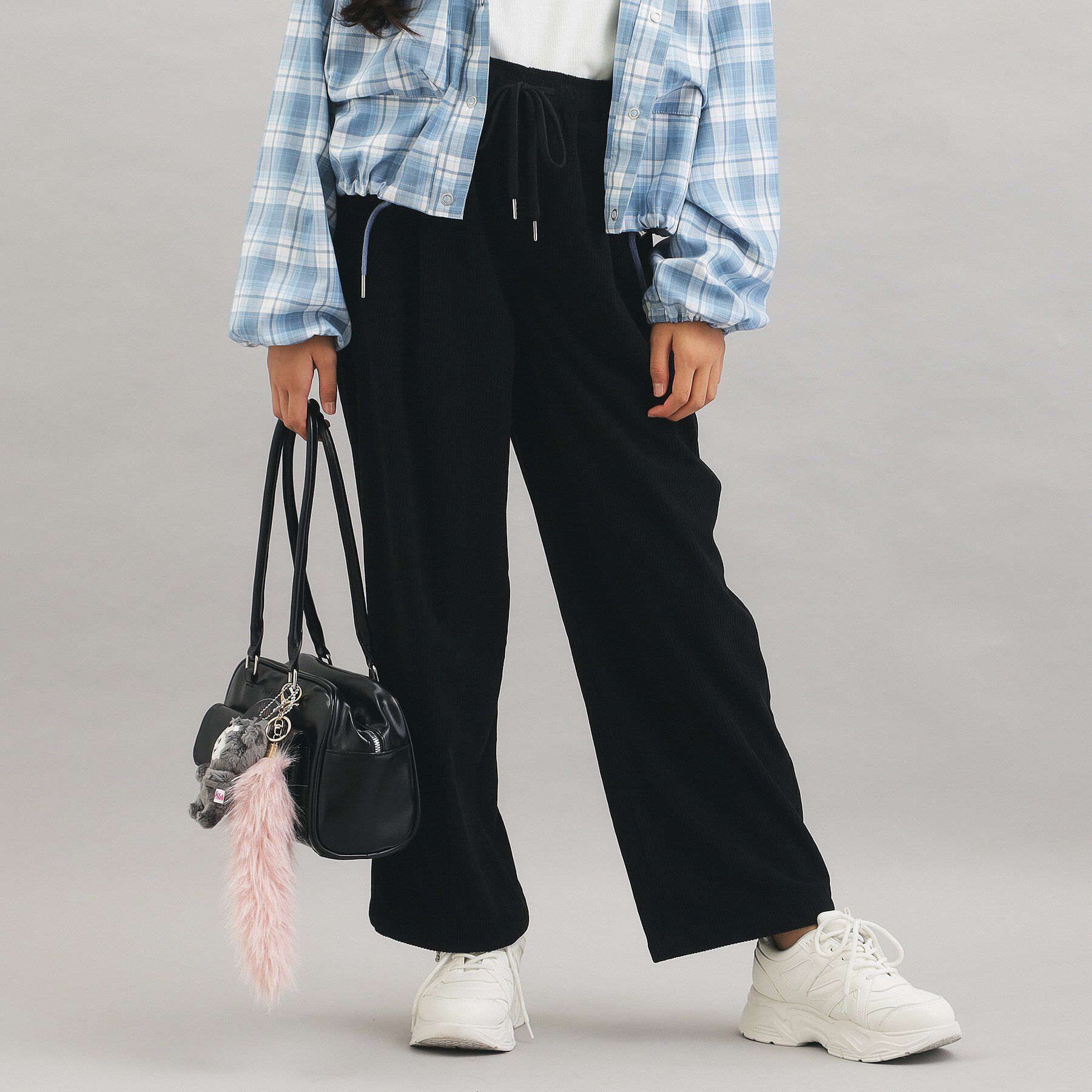 PINK-latte「コーデュロイイージーロングパンツ」|その他|ブラック(019)