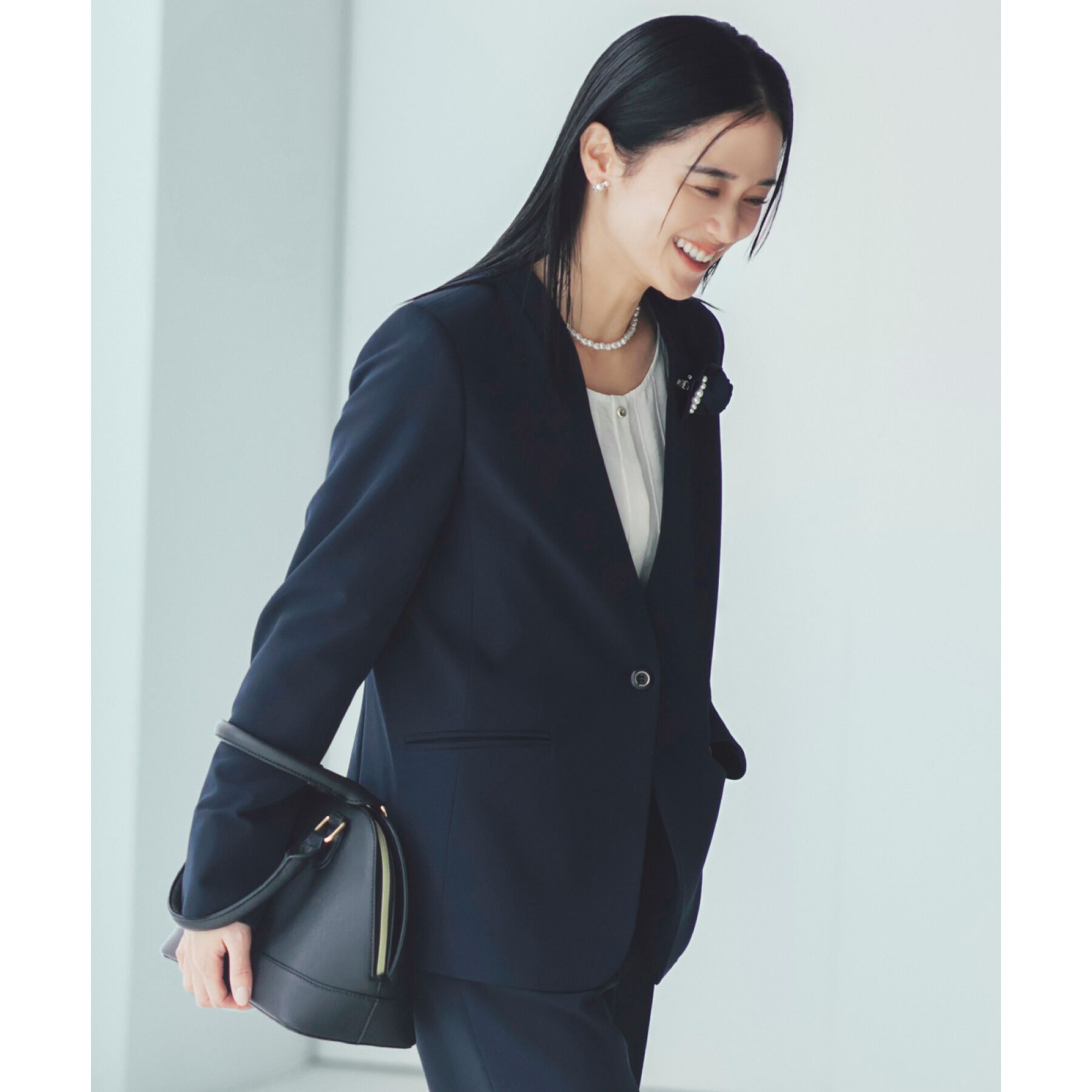 THE SHOP TK「【汚れ防止／シワになりにくい／セレモニー／通勤】ダブルクロスノーカラージャケット／洗える／サスティナ」|ノーカラージャケット|