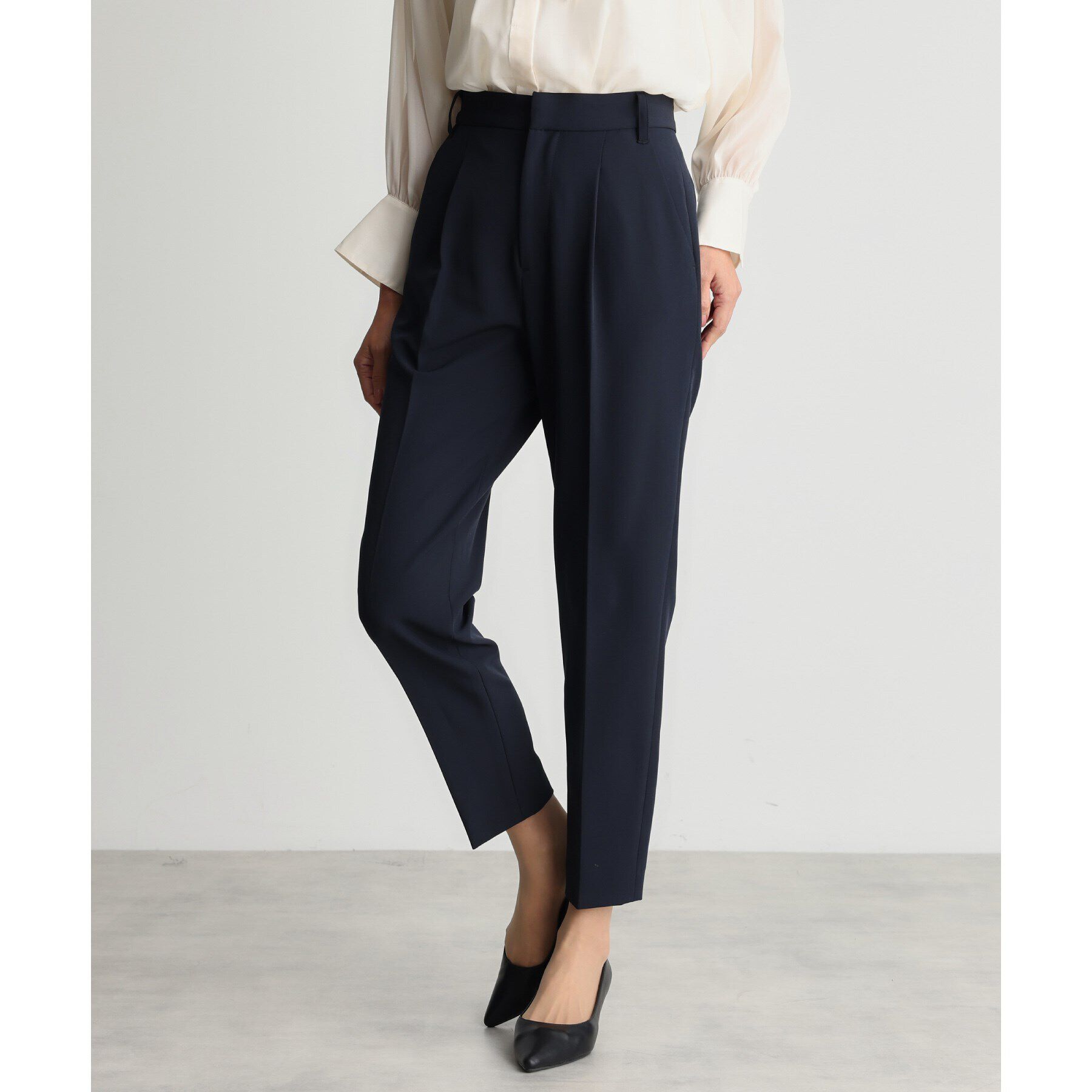 THE SHOP TK「【汚れ防止/シワになりにくい/セレモニー/通勤】ダブルクロステーパードパンツ/洗える/サスティナブル」|その他|ネイビー(094)