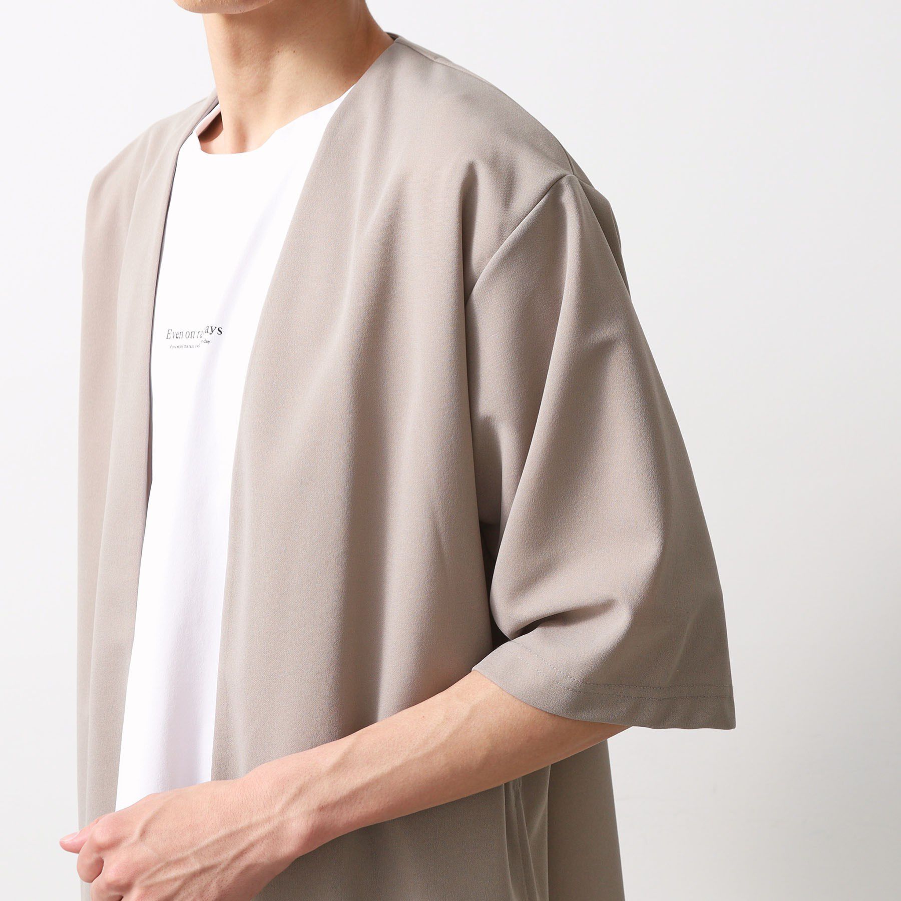 THE SHOP TK「梨地アンサンブルカーディガン　五分袖カーディガン＋半袖Tシャツセット/マシンウォッシャブル」|カーディガン|