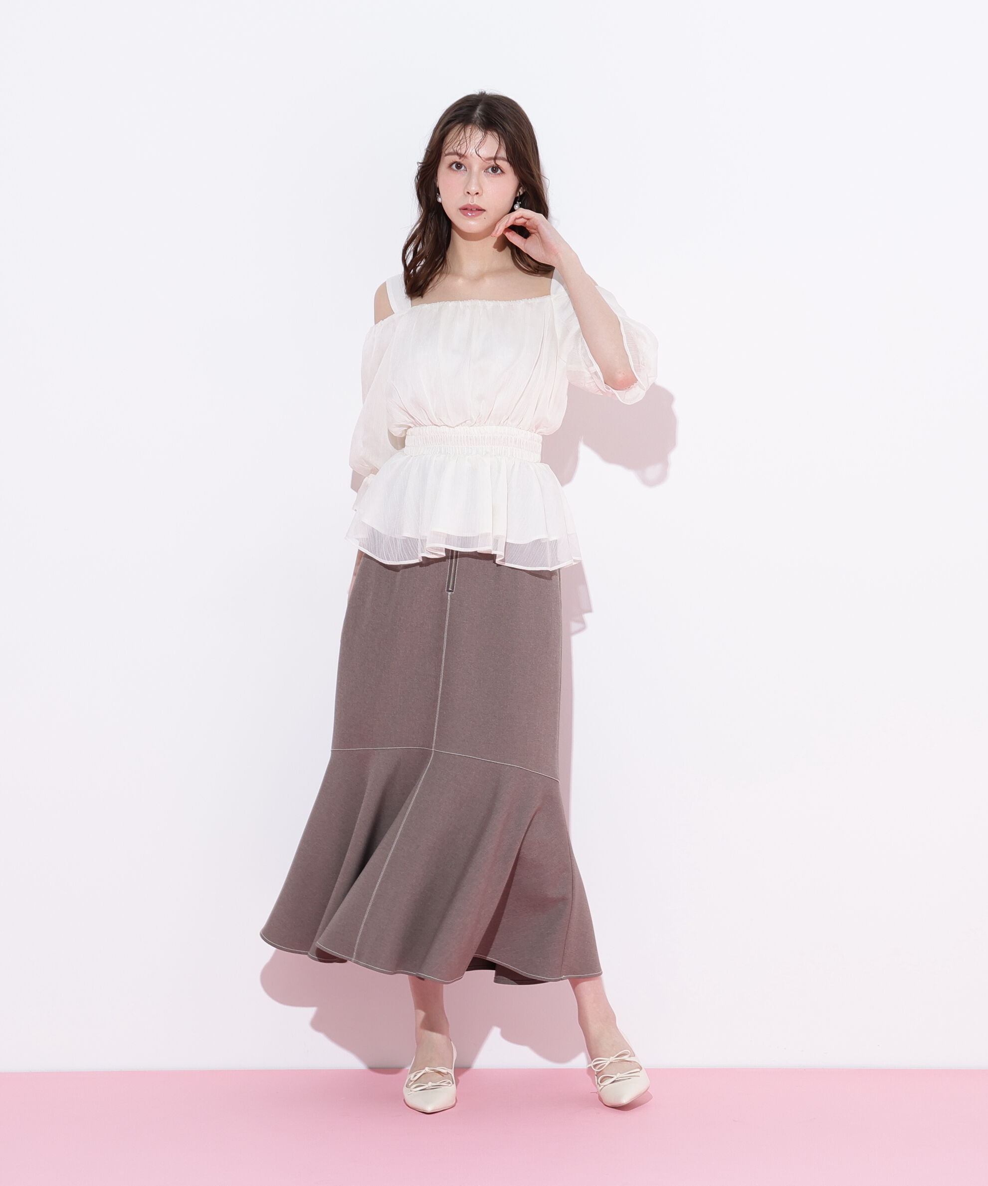  「楊柳オフショルパフブラウス」|シャツ・ブラウス|