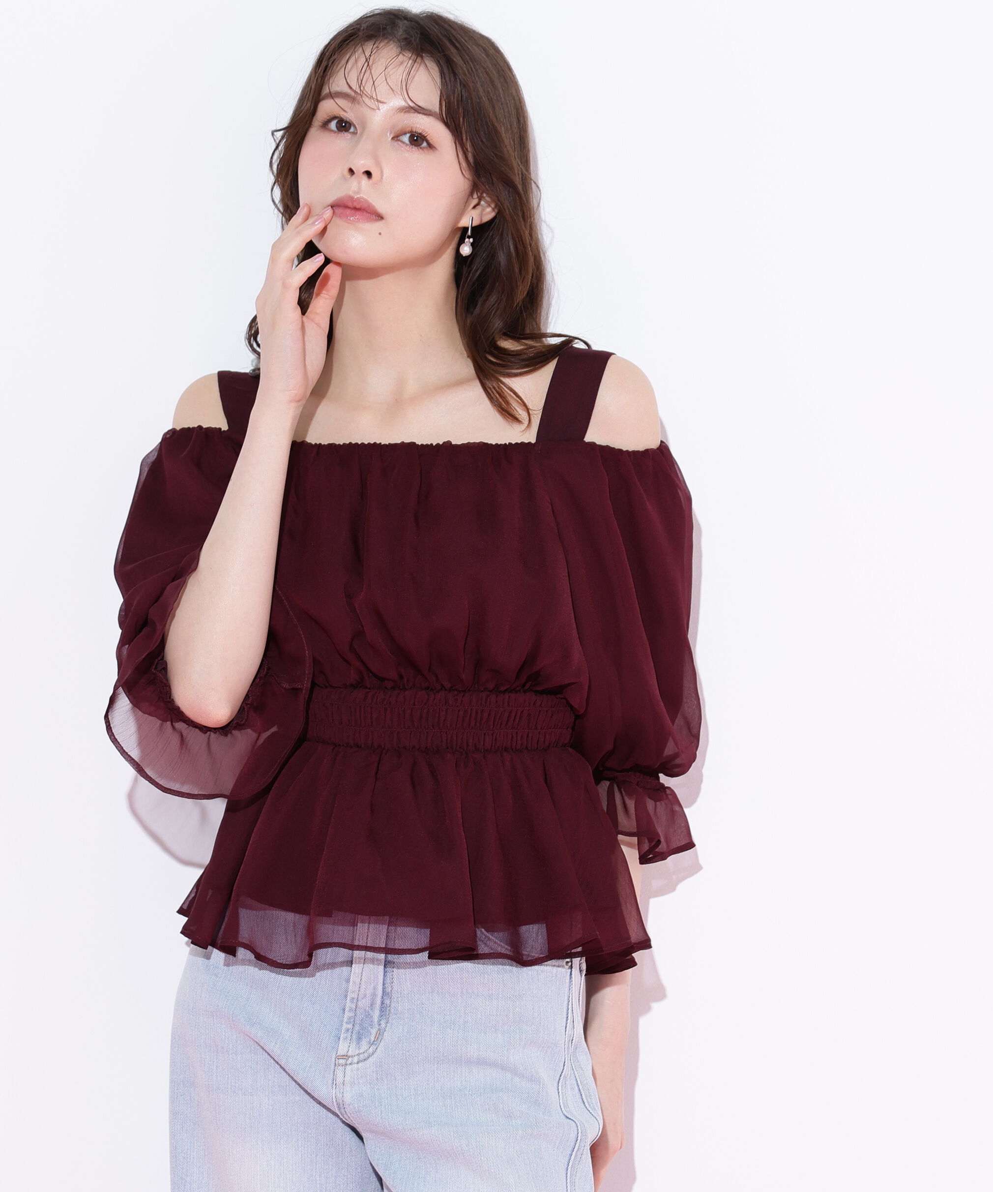  「楊柳オフショルパフブラウス」|シャツ・ブラウス|