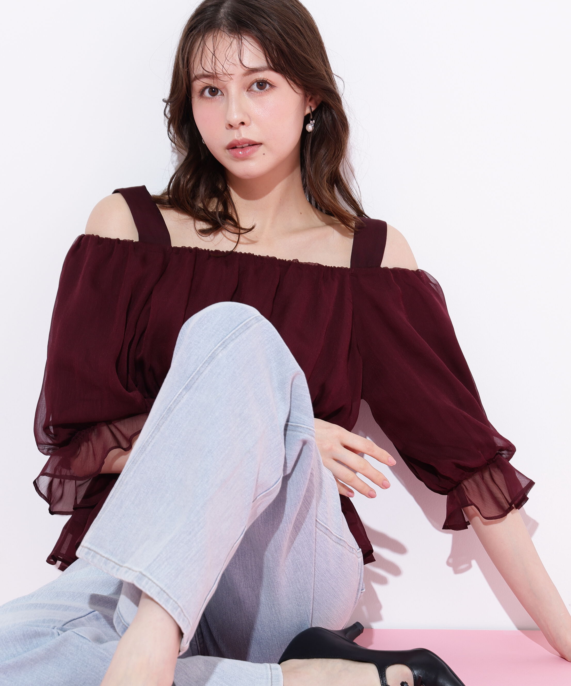  「楊柳オフショルパフブラウス」|シャツ・ブラウス|