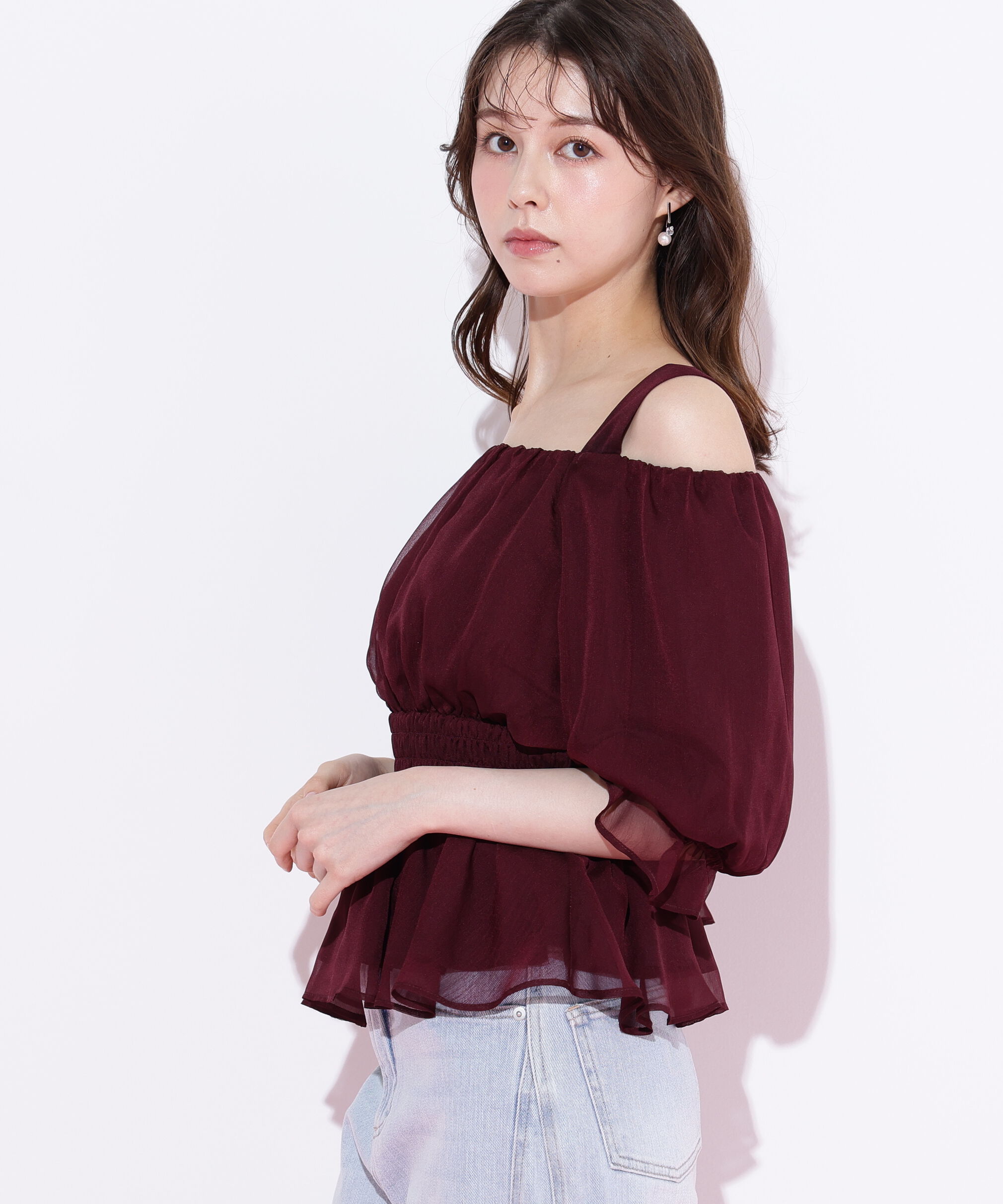  「楊柳オフショルパフブラウス」|シャツ・ブラウス|
