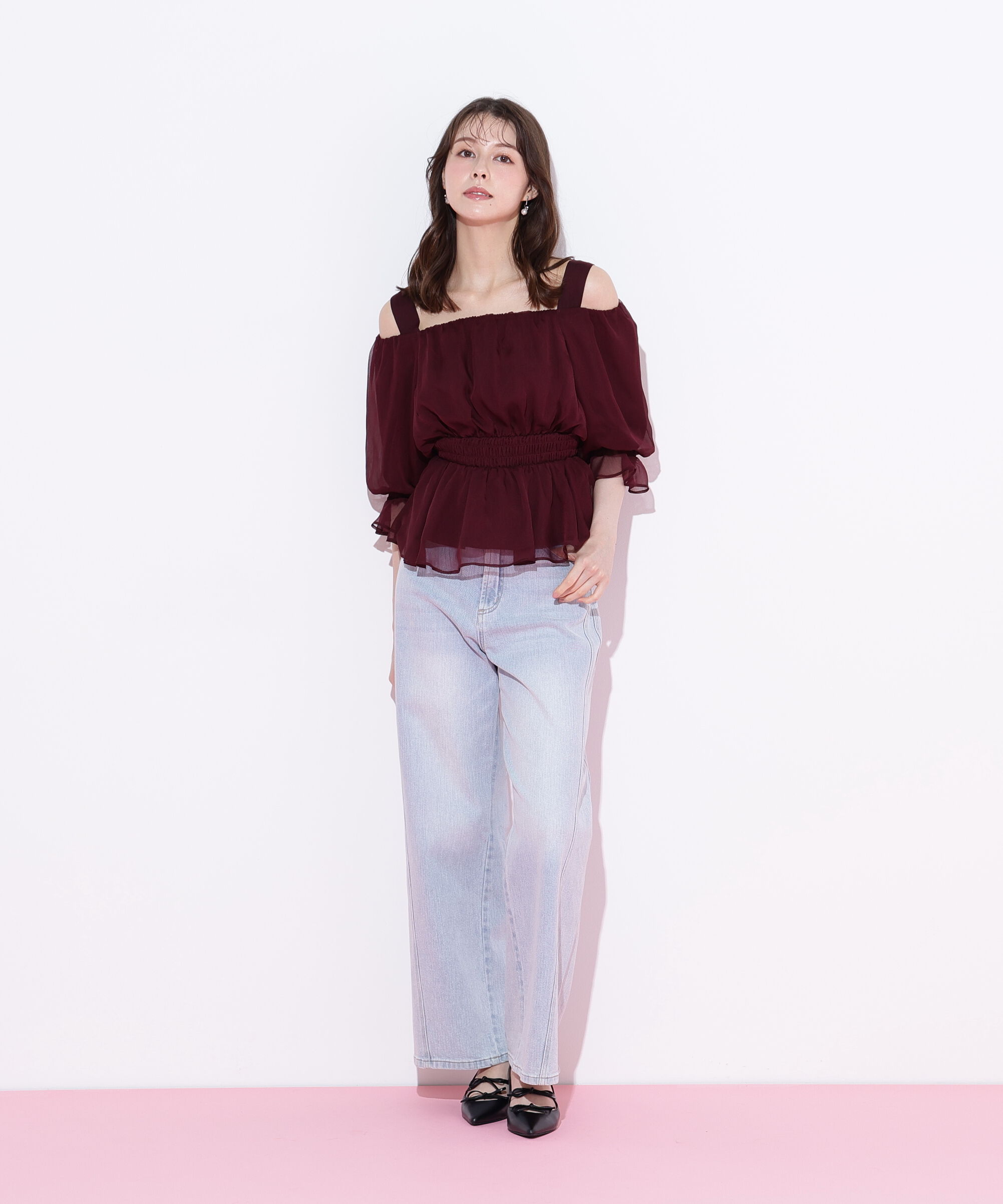  「楊柳オフショルパフブラウス」|シャツ・ブラウス|