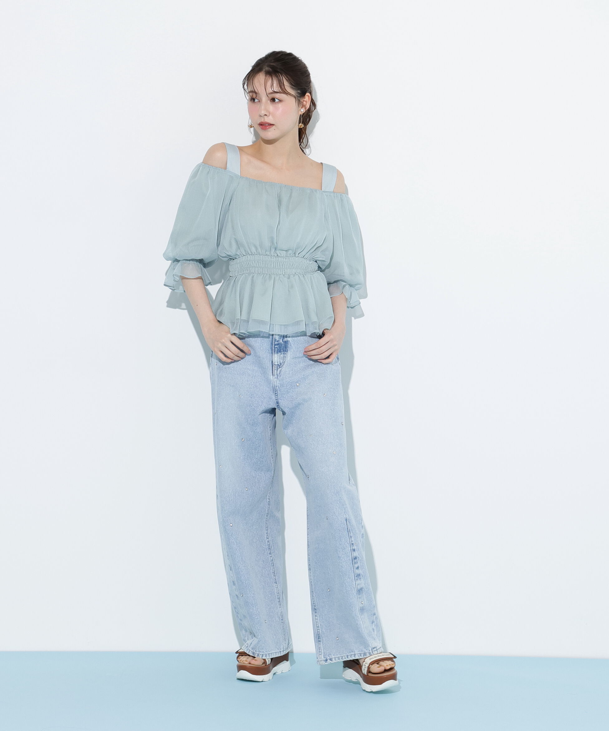  「楊柳オフショルパフブラウス」|シャツ・ブラウス|