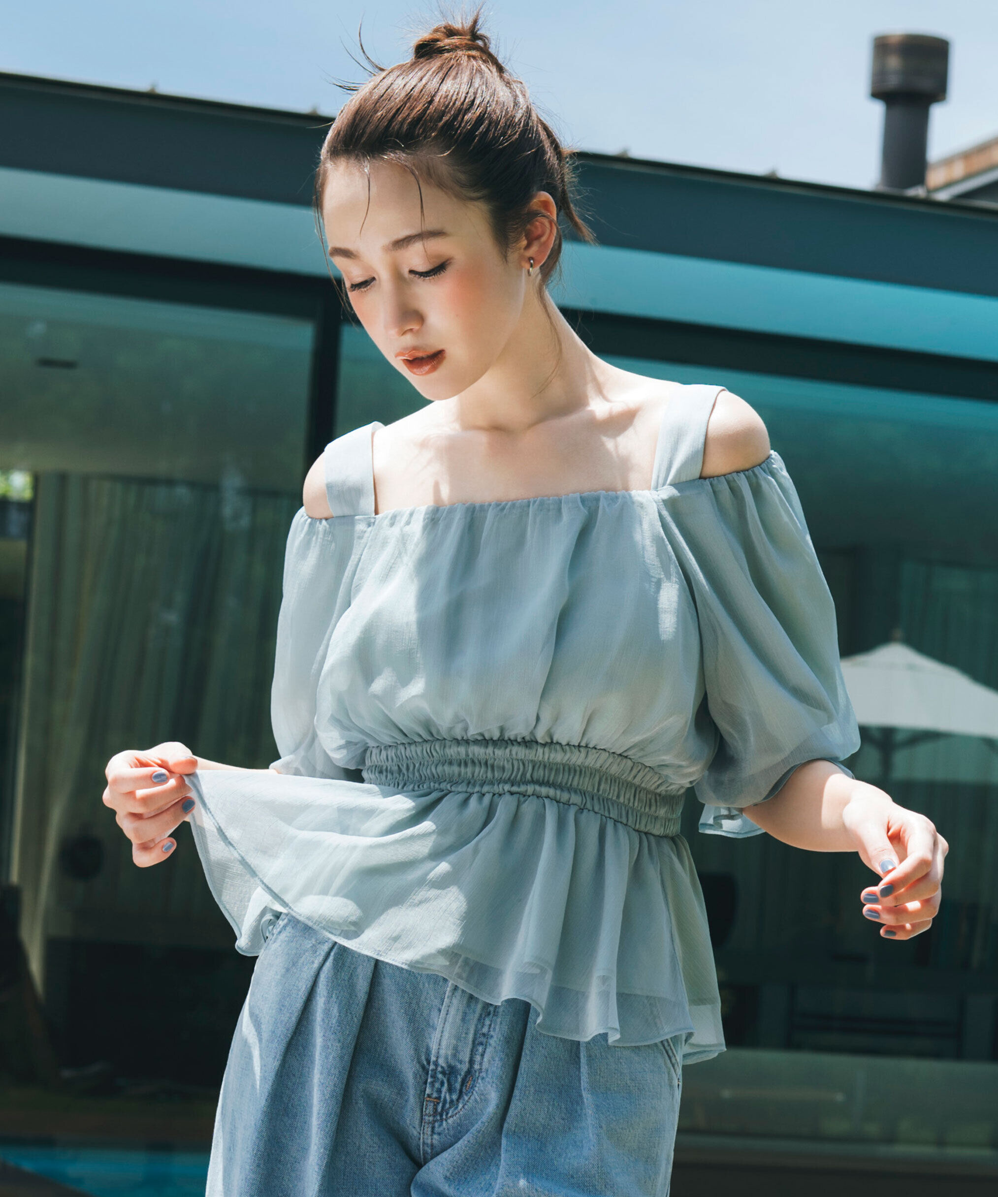  「楊柳オフショルパフブラウス」|シャツ・ブラウス|