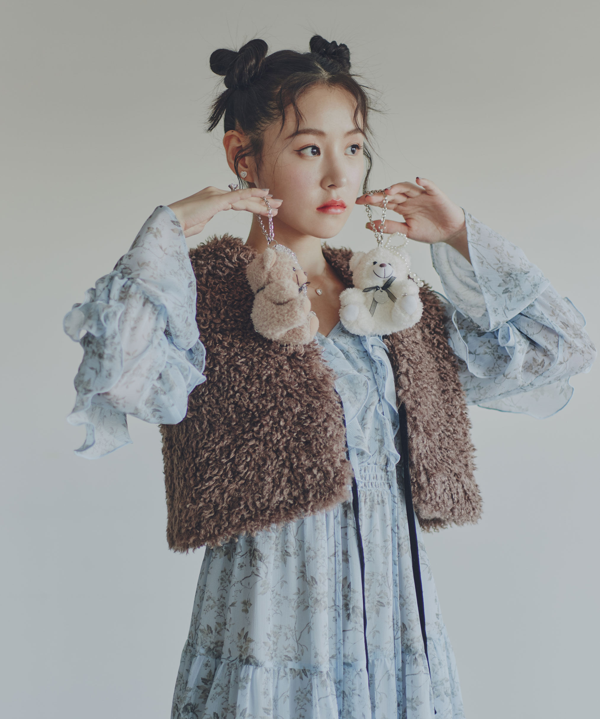  「リボン付きボアベスト」|その他|ブラウン