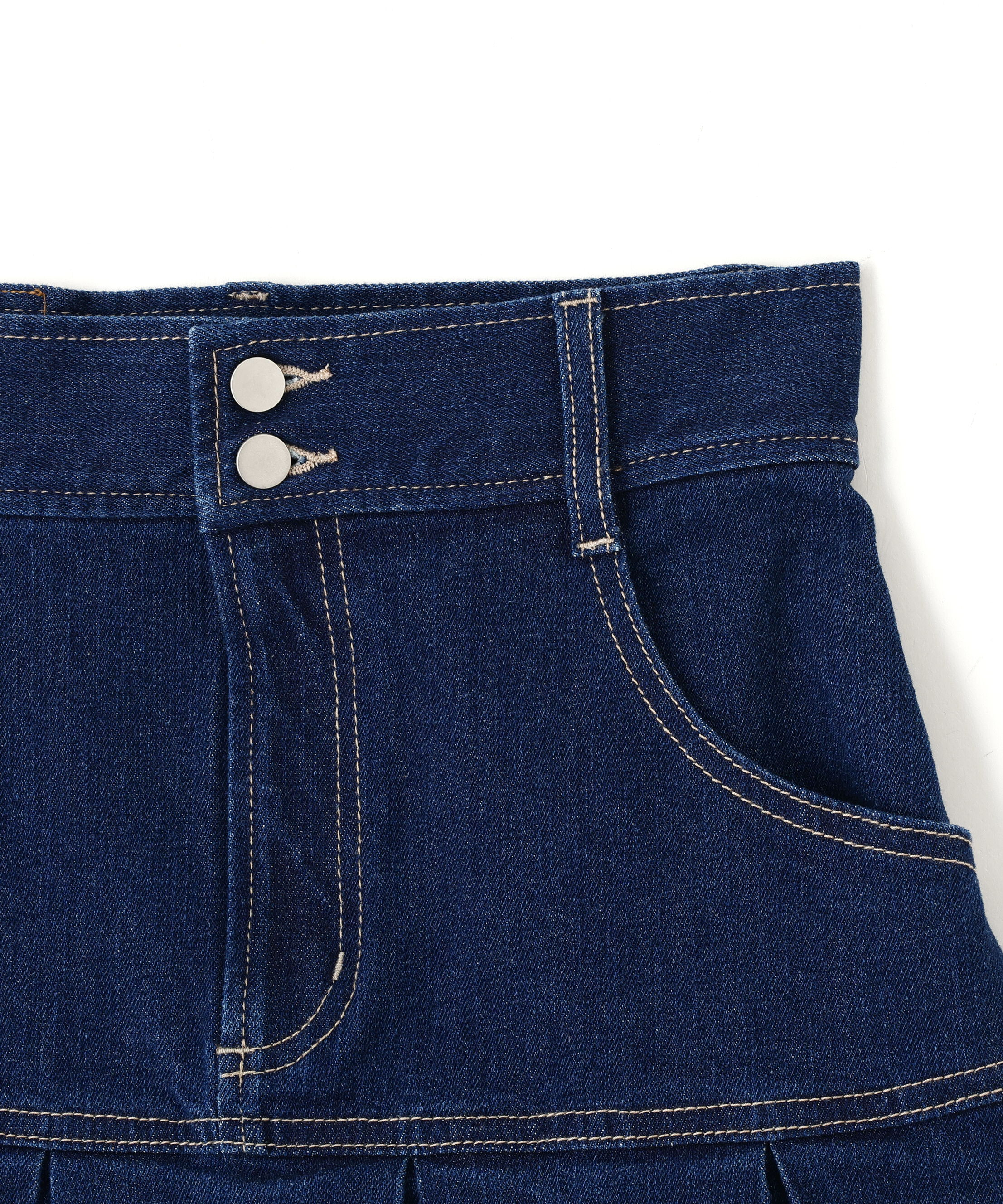  「ボックスプリーツデニムミニスカート」|スカート|