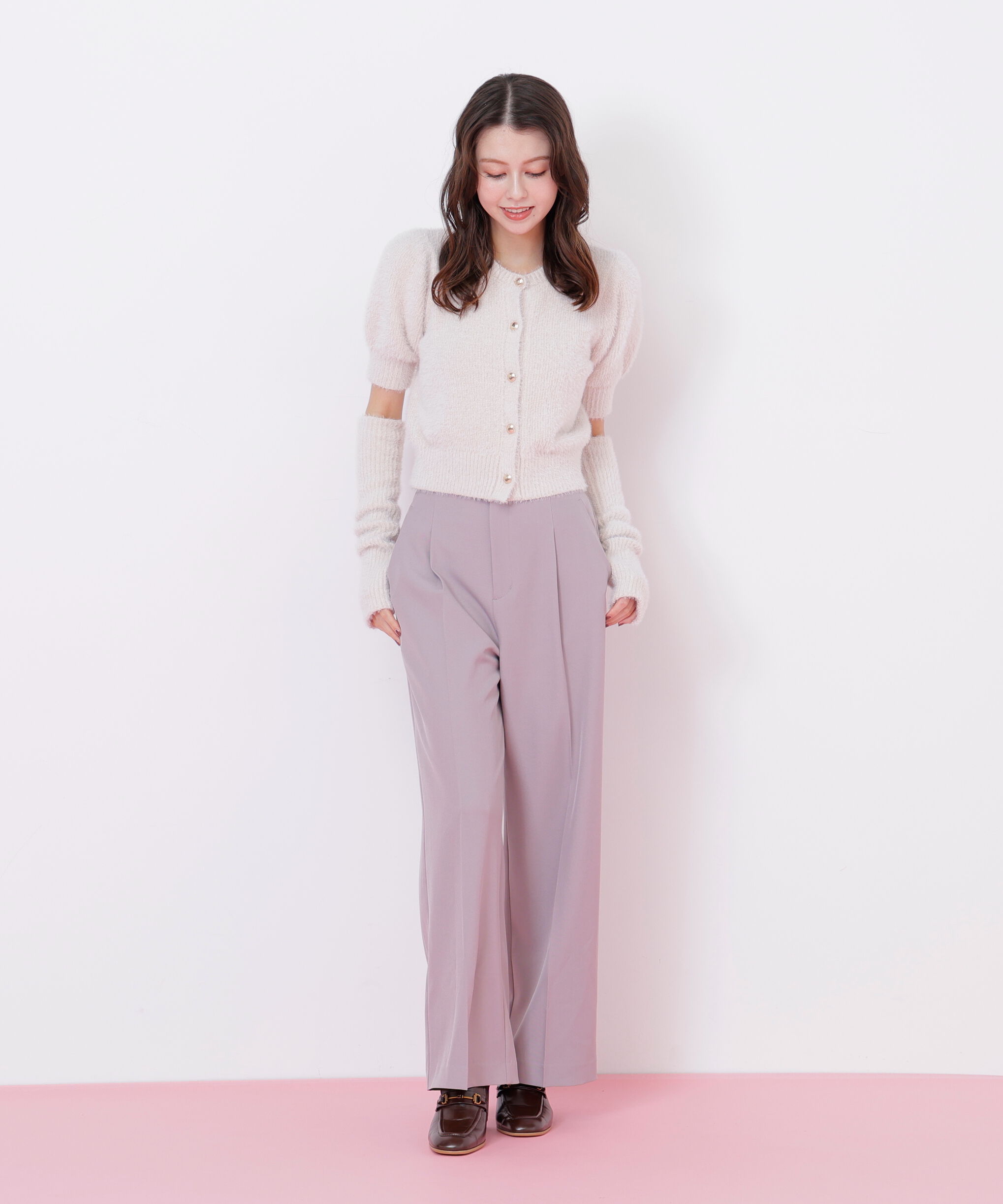  「アームウォーマー付きモールシャギーニット」|ニット・セーター|