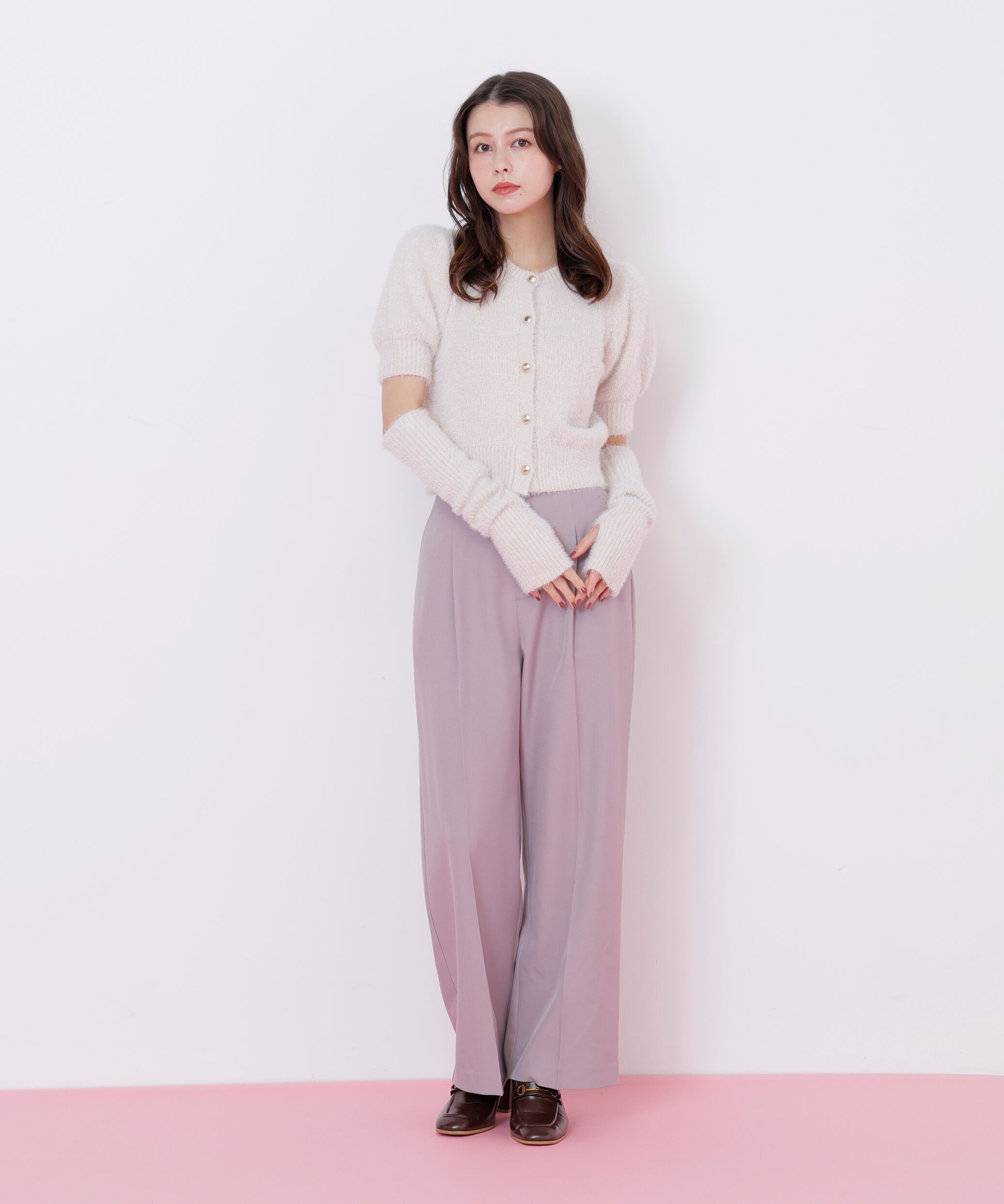  「アームウォーマー付きモールシャギーニット」|ニット・セーター|