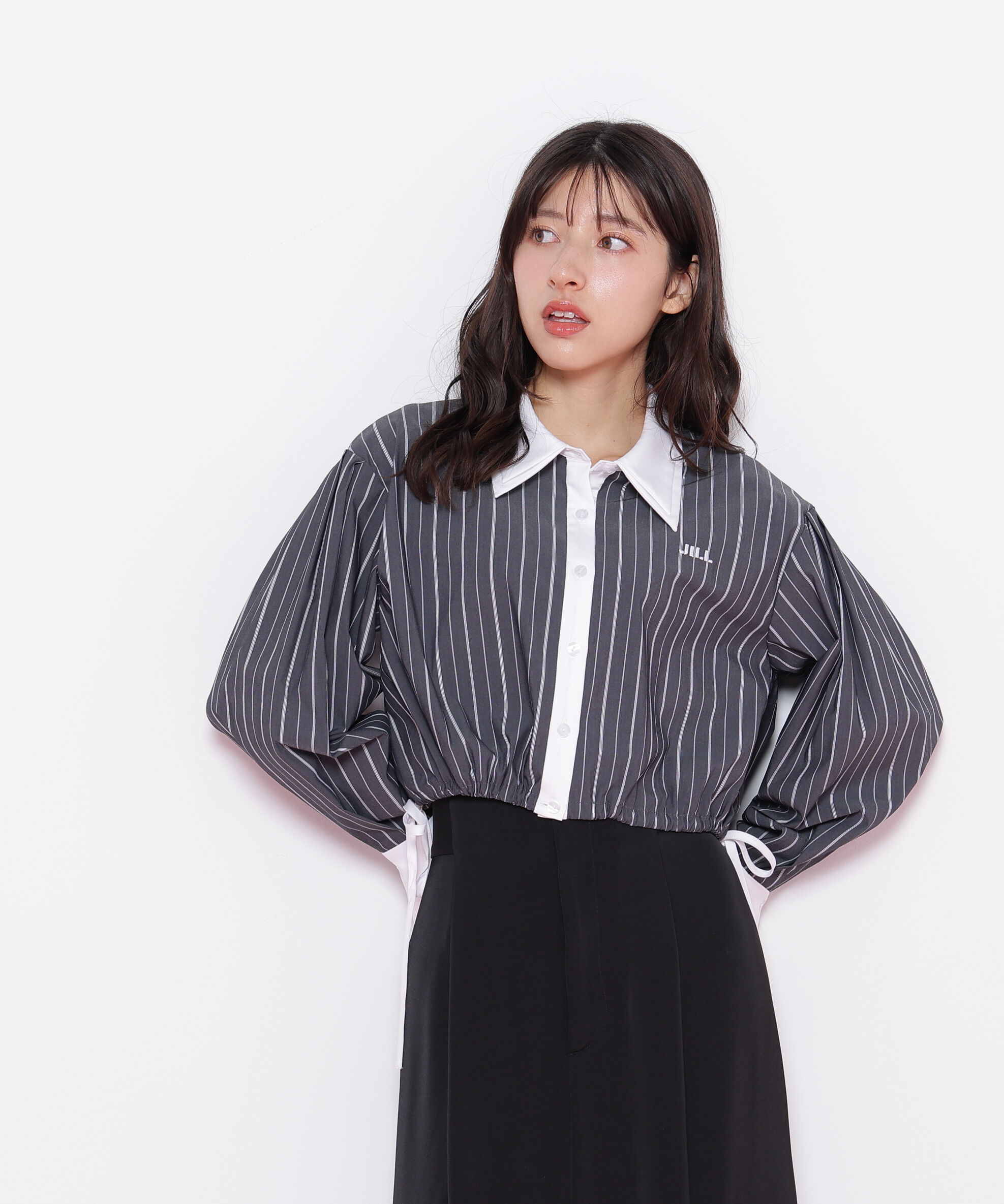  「サイドリボンダブルカラーシャツ」|シャツ・ブラウス|