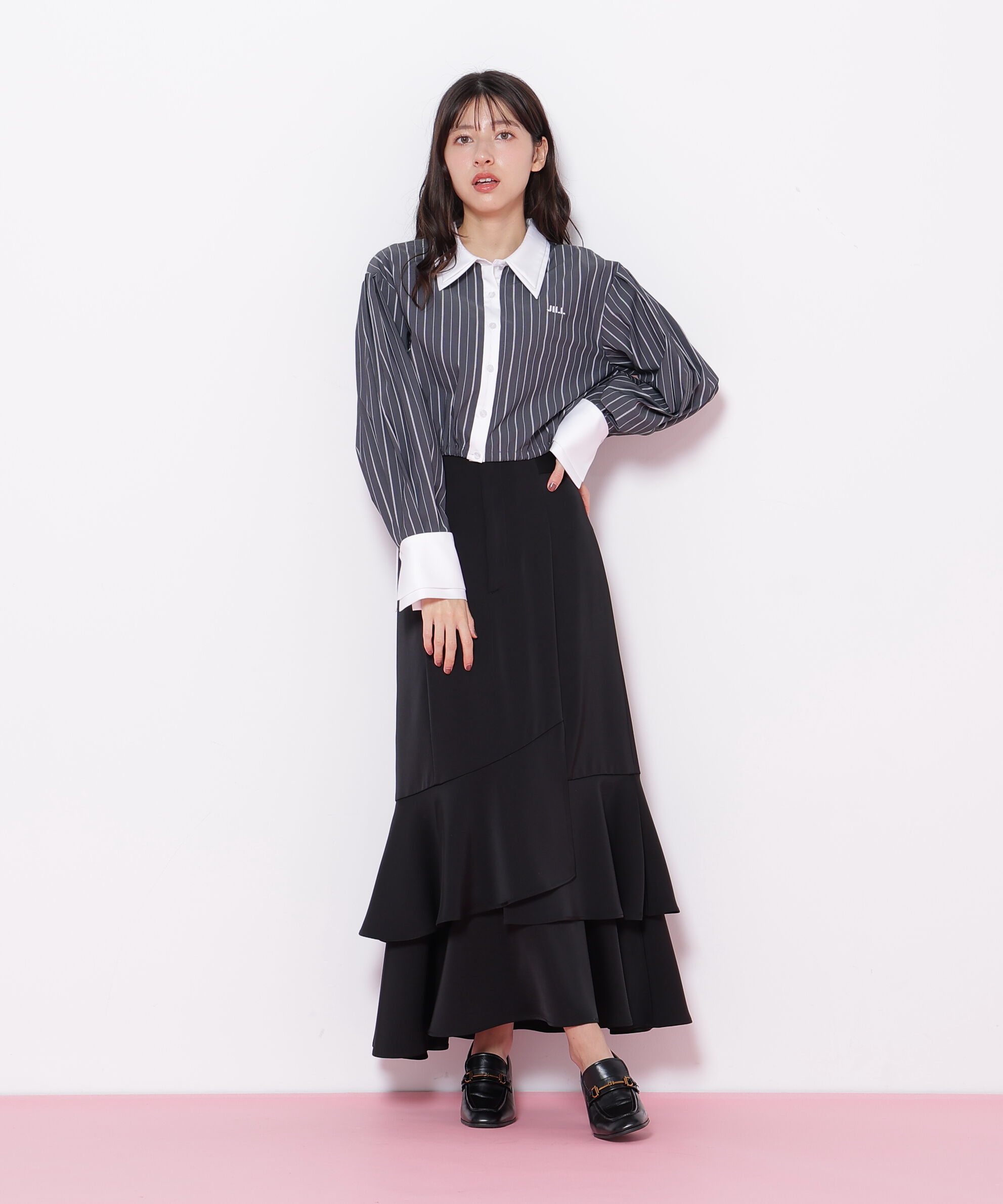  「サイドリボンダブルカラーシャツ」|シャツ・ブラウス|