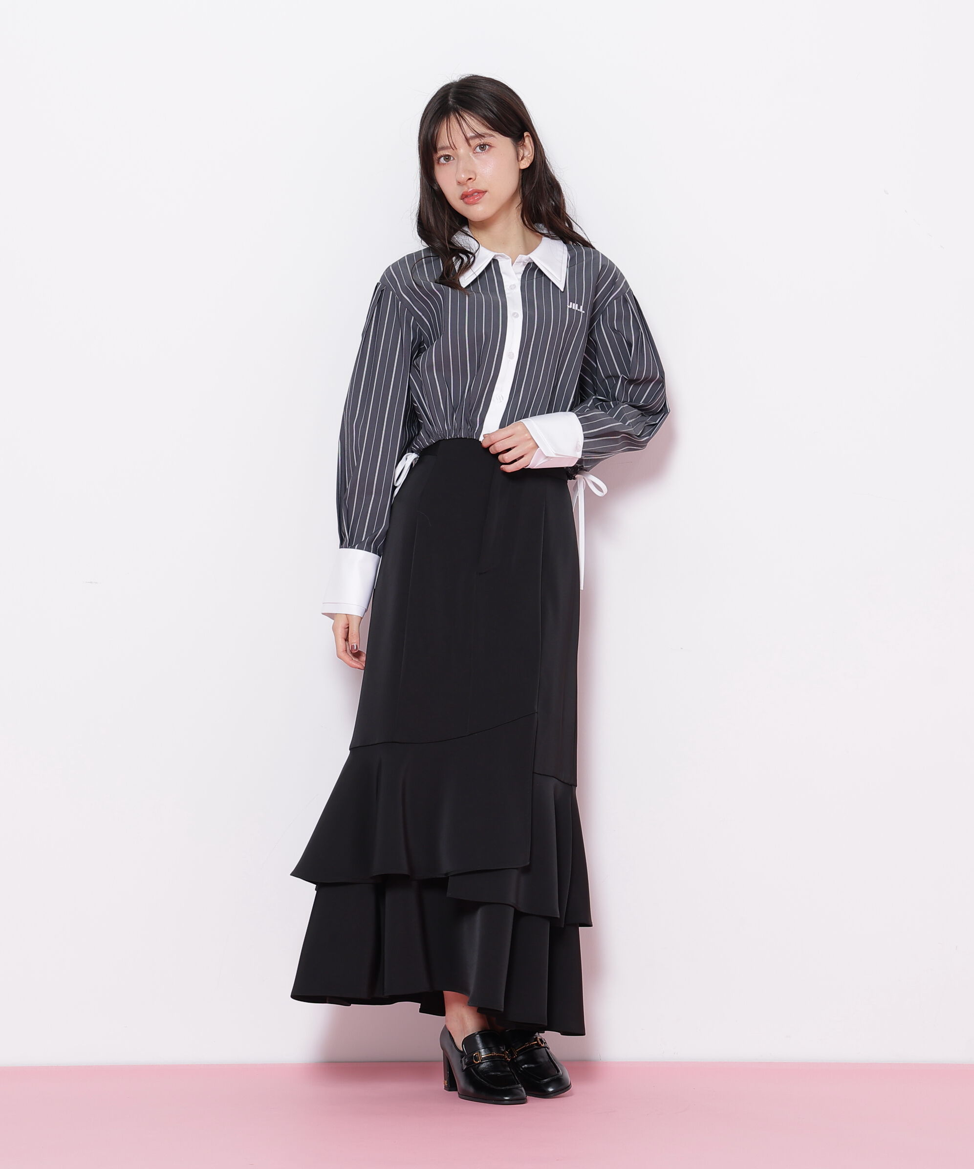  「サイドリボンダブルカラーシャツ」|シャツ・ブラウス|