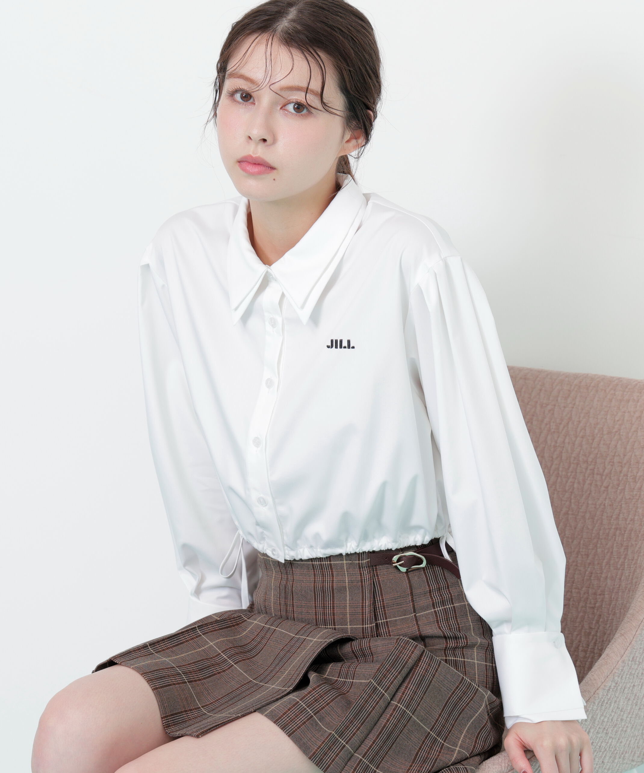  「サイドリボンダブルカラーシャツ」|シャツ・ブラウス|ホワイト