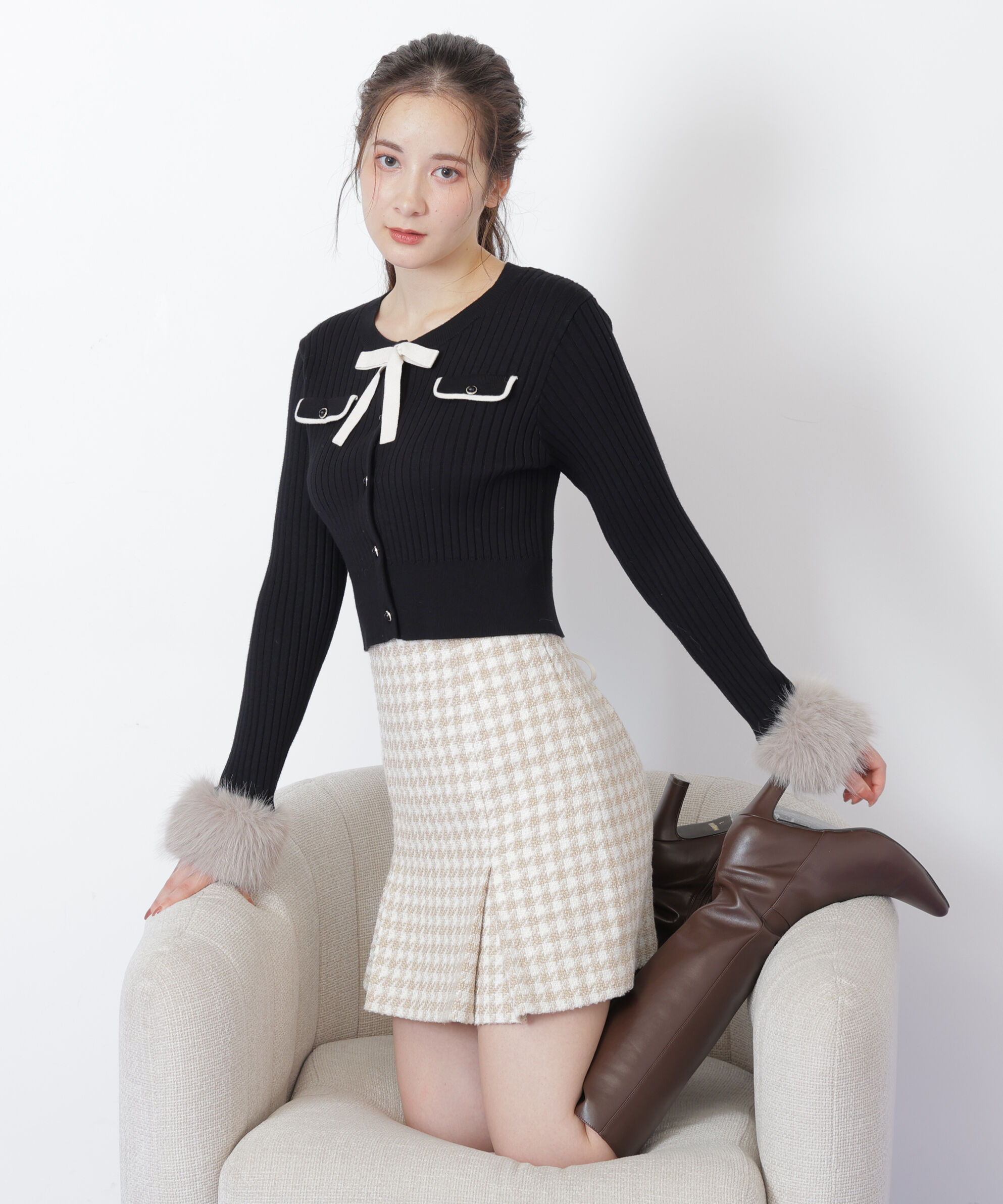  「千鳥ツイードタイトミニスカート」|スカート|